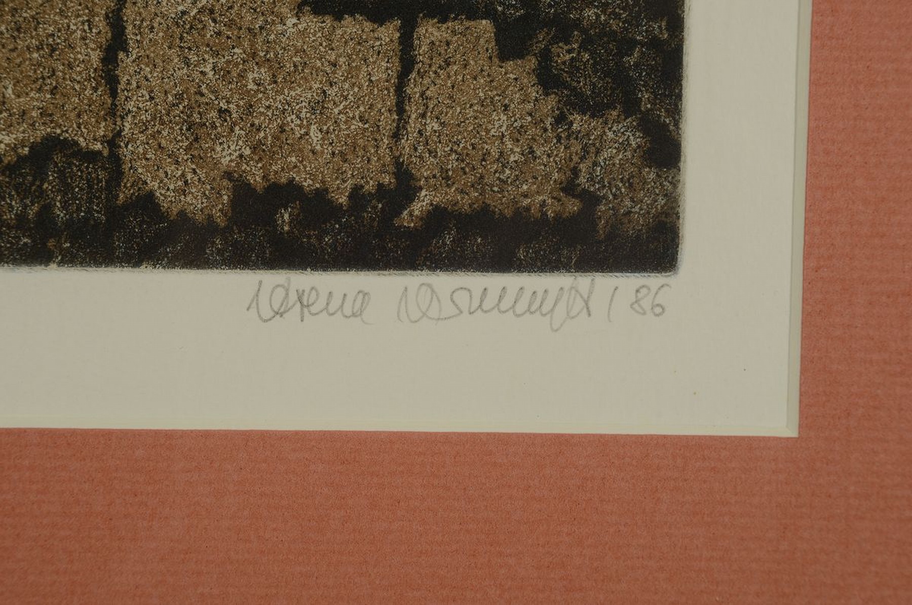 Detail a: Verena Vernunft, geb. 1945 Rehhorst, drei Aquatinta-Radierungen: a. "Kreuz", Ed. 81/170, b. "Säule", Ed. 75/100, c. ...