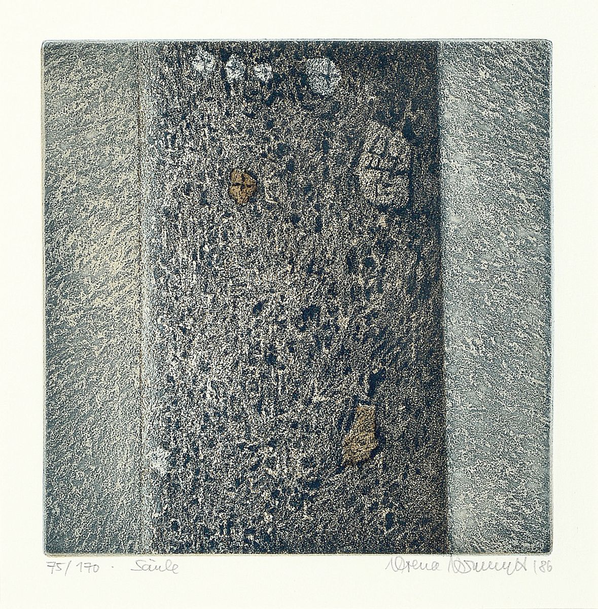 Detail b: Verena Vernunft, geb. 1945 Rehhorst, drei Aquatinta-Radierungen: a. "Kreuz", Ed. 81/170, b. "Säule", Ed. 75/100, c. ...
