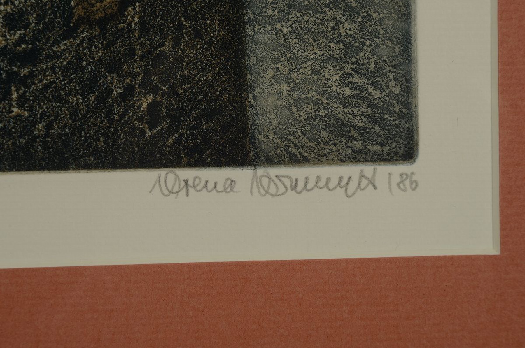 Detail c: Verena Vernunft, geb. 1945 Rehhorst, drei Aquatinta-Radierungen: a. "Kreuz", Ed. 81/170, b. "Säule", Ed. 75/100, c. ...