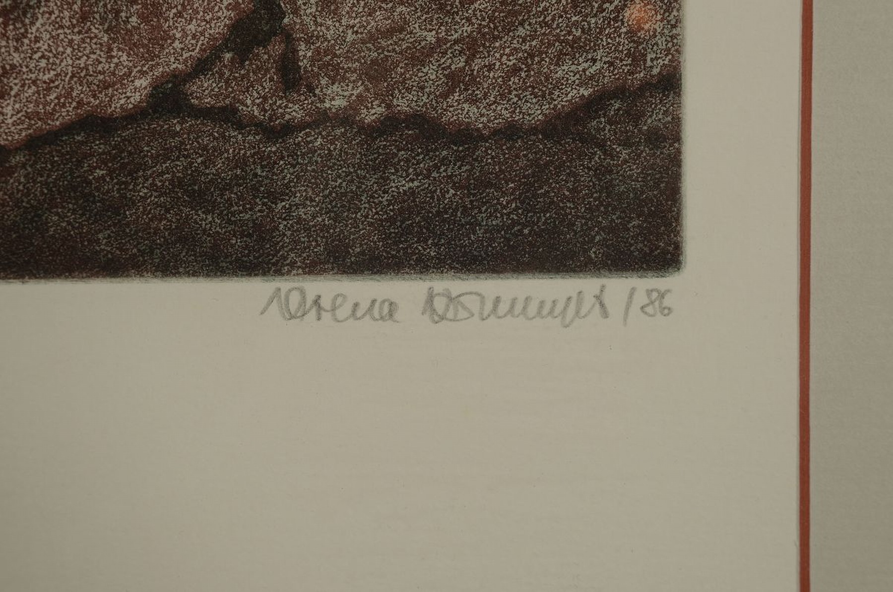 Detail e: Verena Vernunft, geb. 1945 Rehhorst, drei Aquatinta-Radierungen: a. "Kreuz", Ed. 81/170, b. "Säule", Ed. 75/100, c. ...