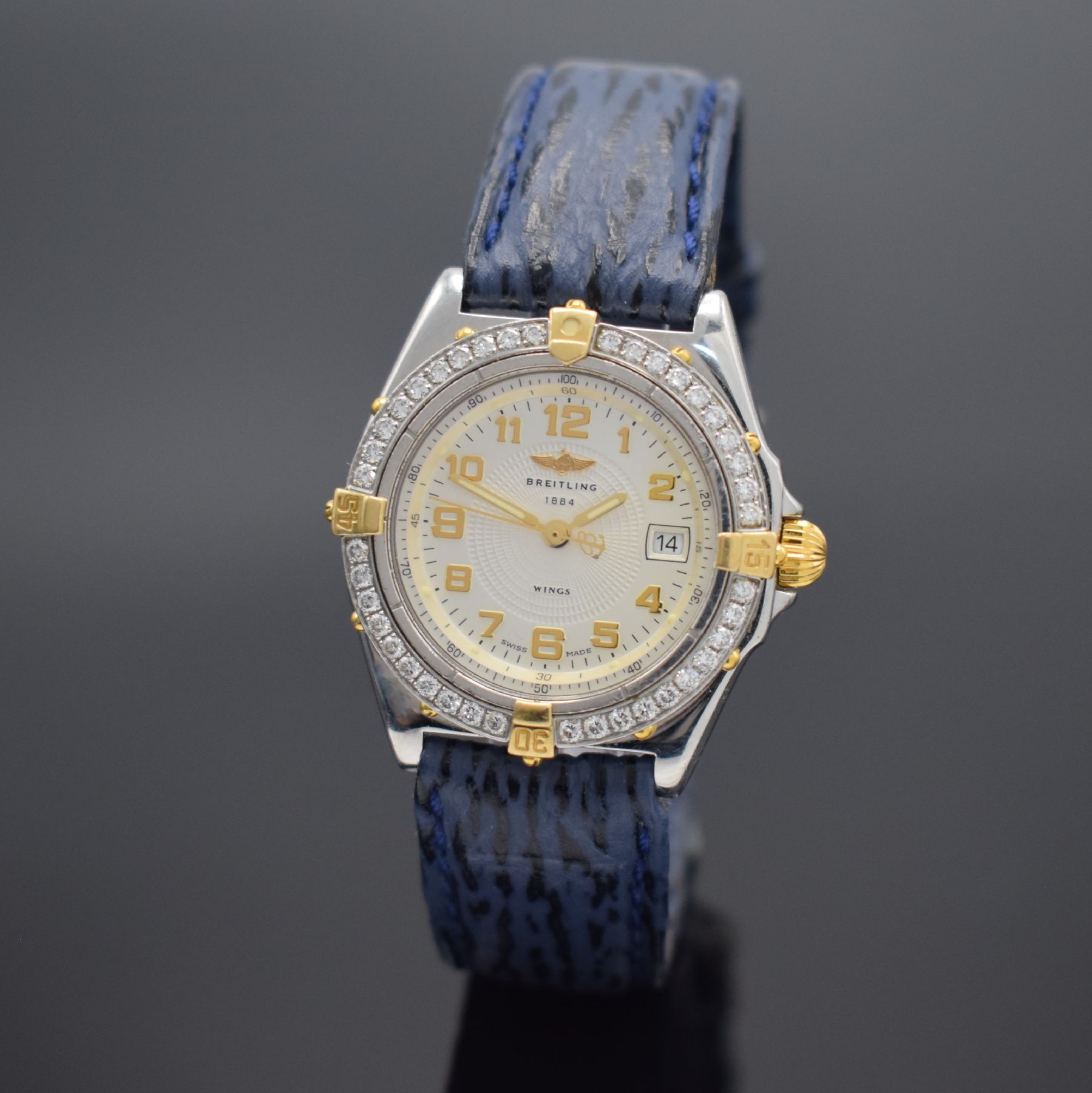 BREITLING Damenarmbanduhr Serie Wings, Schweiz um 1995, quarz, Ref. B67050, Edelstahl/Gold kombiniert, Boden geschr., eins. drehb. Lünette aufw. m. ...