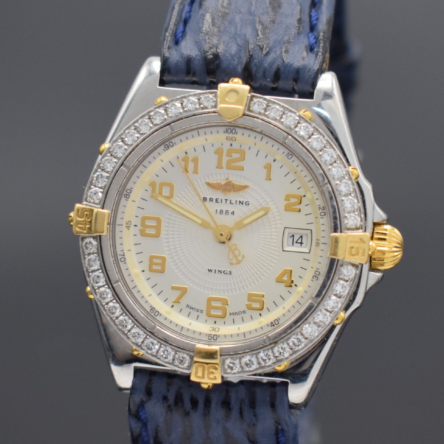 Detail a: BREITLING Damenarmbanduhr Serie Wings, Schweiz um 1995, quarz, Ref. B67050, Edelstahl/Gold kombiniert, Boden geschr., eins. drehb. Lünette aufw. m. ...
