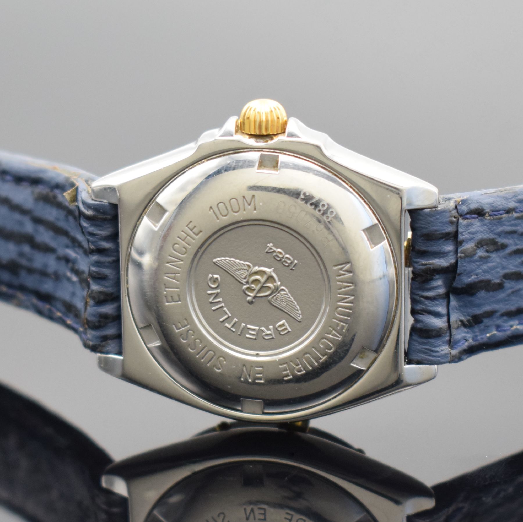 Detail c: BREITLING Damenarmbanduhr Serie Wings, Schweiz um 1995, quarz, Ref. B67050, Edelstahl/Gold kombiniert, Boden geschr., eins. drehb. Lünette aufw. m. ...