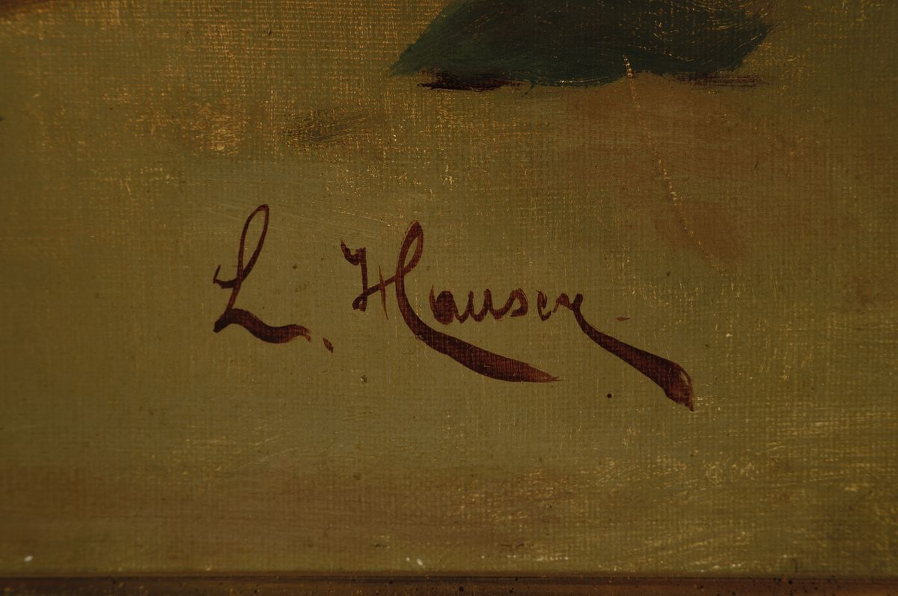 Detail a: L. Hauser, Künstler der 1.H. des 20.Jh., Früchtestillleben mit Johannisbeeren, Kirschen und Silberbecher, rechts unten signiert, Öl/Lwd, breiter ...