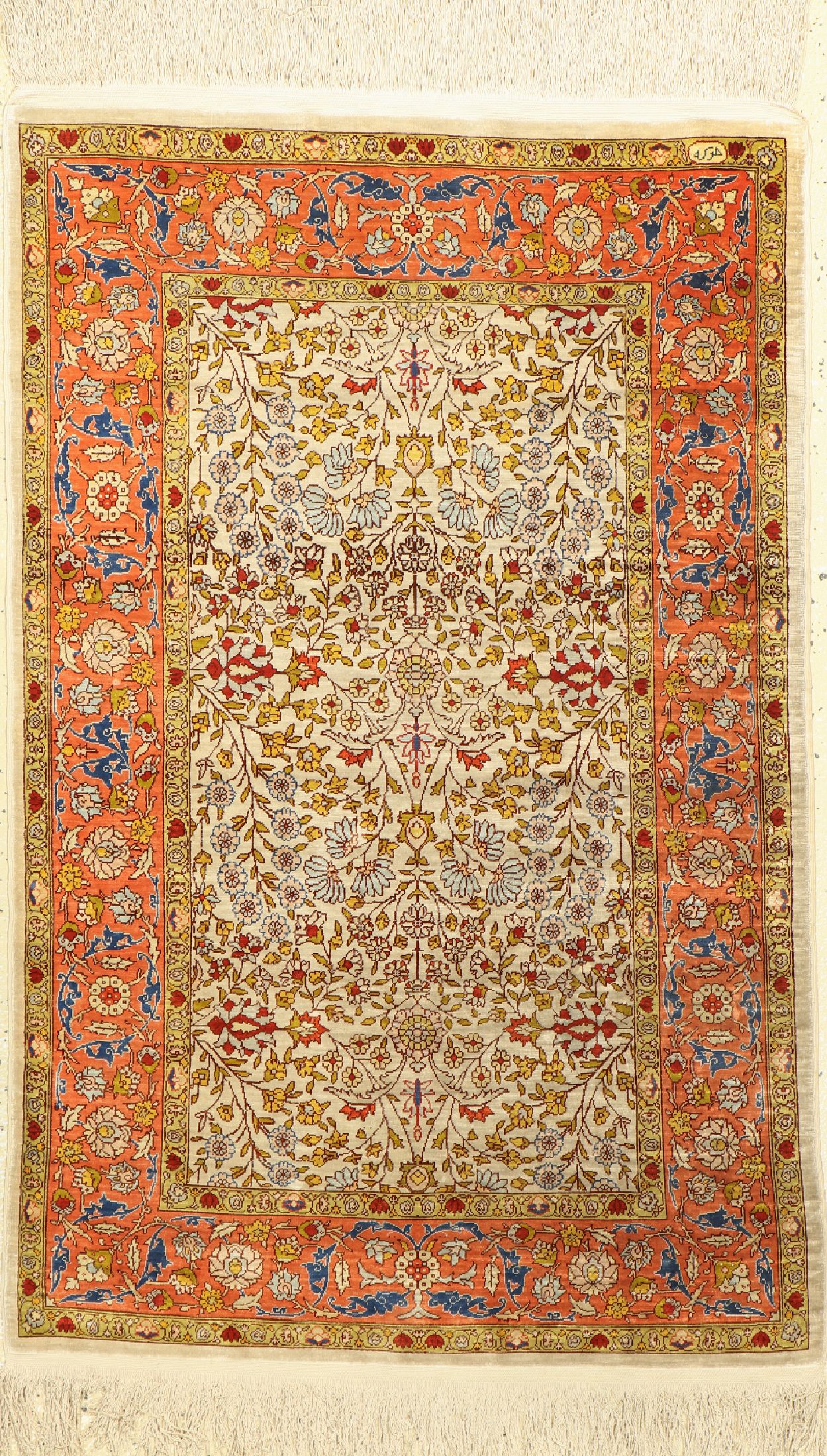 Hereke Seide, signiert, Türkei, um 1960, reine Naturseide, ca. 110 x 73 cm, EHZ: 2