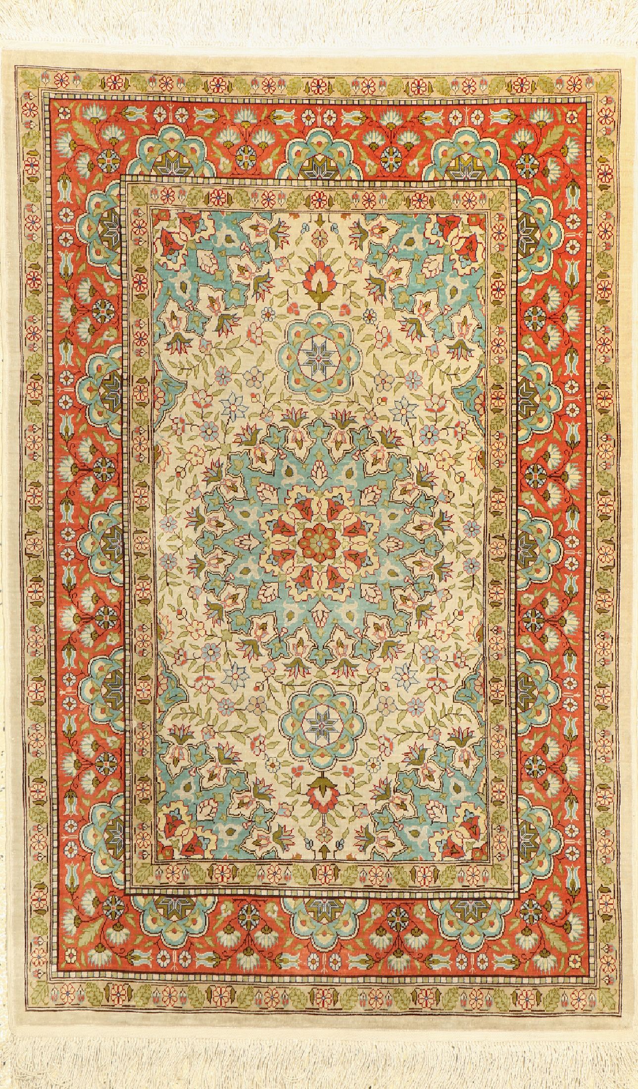 Hereke Seide fein, Türkei, um 1960, reine Naturseide, ca. 110 x 70 cm, EHZ: 2