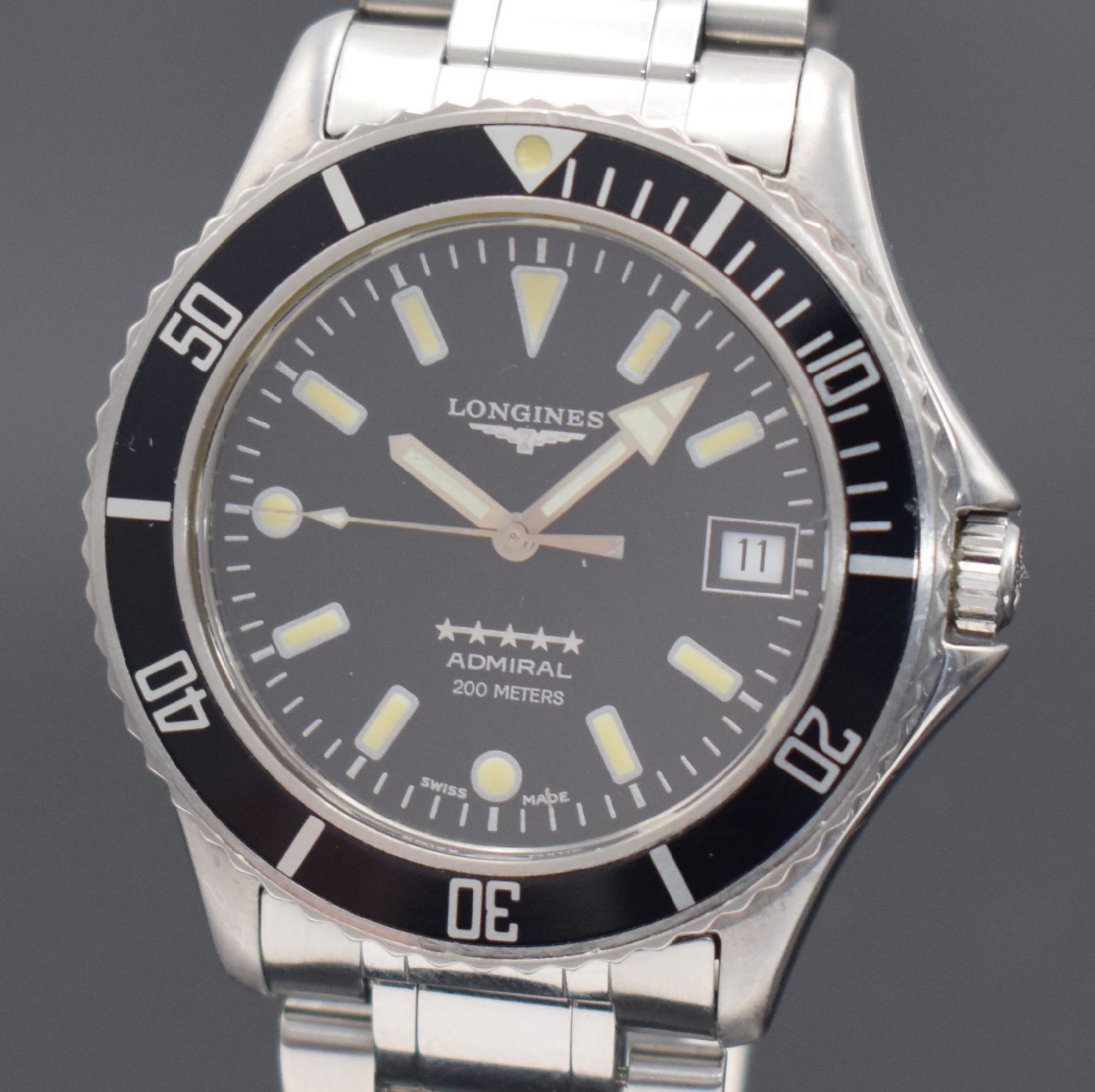 Detail a: LONGINES Herrenarmbanduhr Admiral 5 Stars Referenz 7463, Automatik, Edelstahlgeh. inkl. Gliederband m. Faltschl., Boden & Krone verschr., Krone zu ...