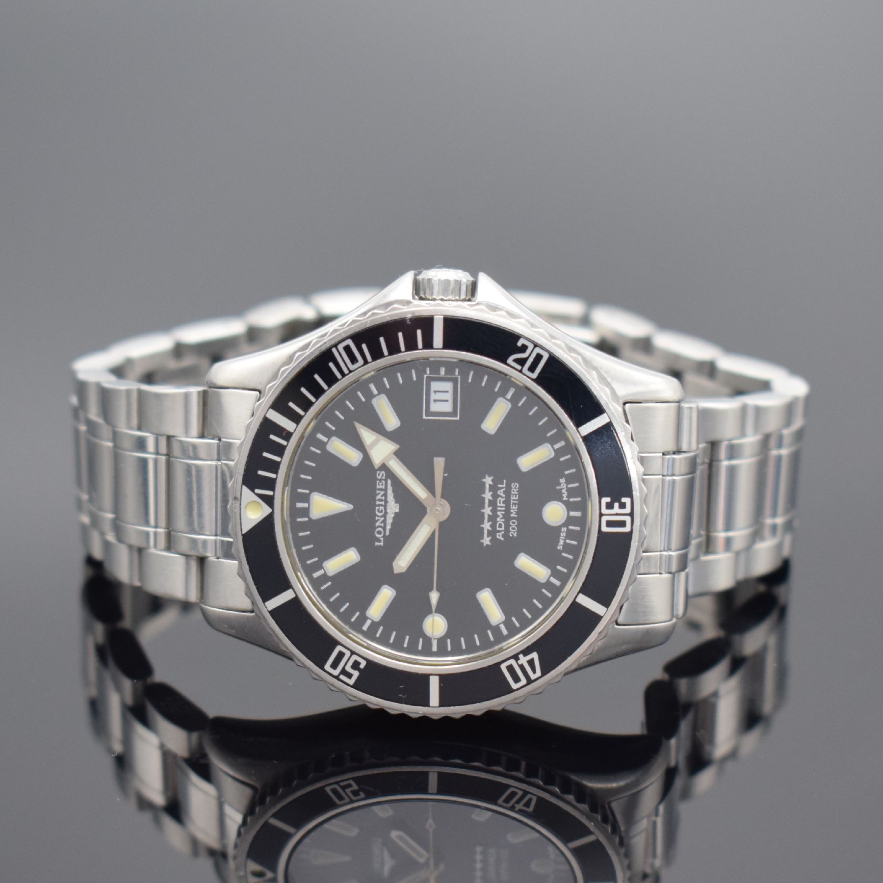 Detail b: LONGINES Herrenarmbanduhr Admiral 5 Stars Referenz 7463, Automatik, Edelstahlgeh. inkl. Gliederband m. Faltschl., Boden & Krone verschr., Krone zu ...