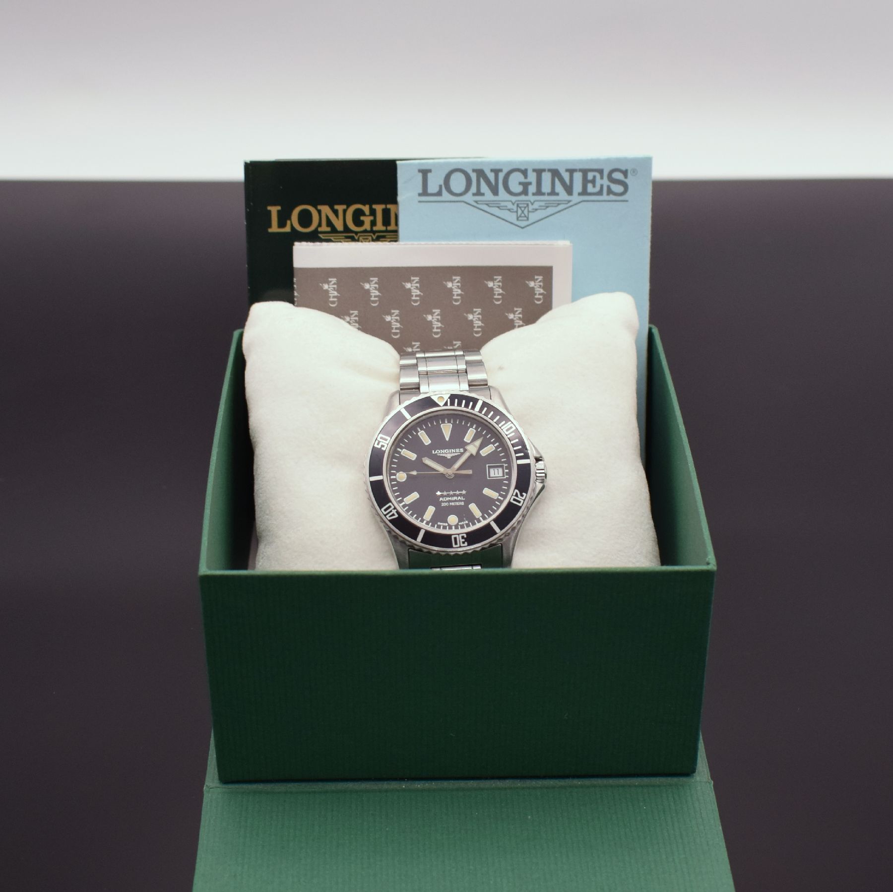 Detail f: LONGINES Herrenarmbanduhr Admiral 5 Stars Referenz 7463, Automatik, Edelstahlgeh. inkl. Gliederband m. Faltschl., Boden & Krone verschr., Krone zu ...