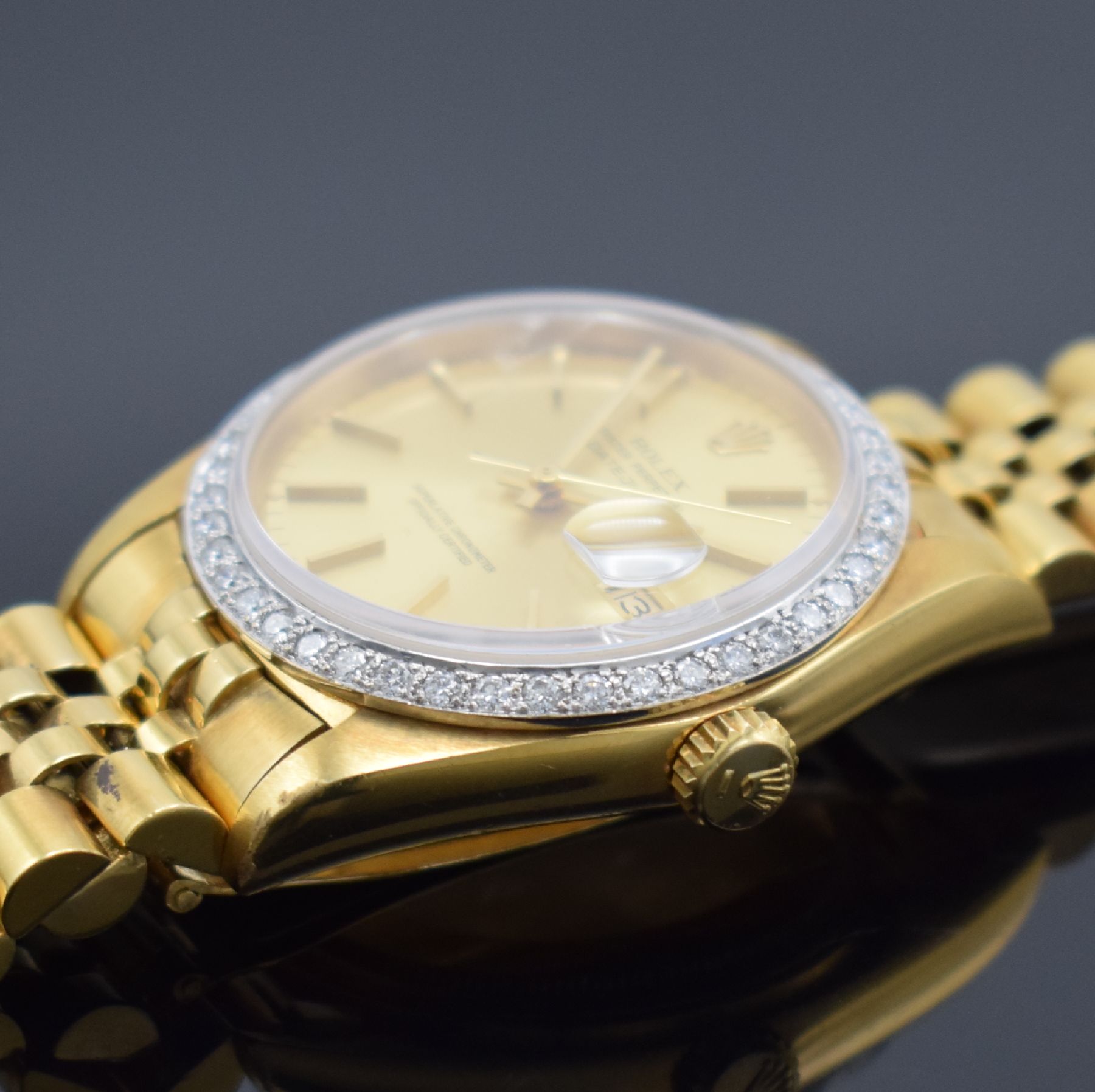 Detail f: ROLEX Herrenarmbanduhr Oyster Perpetual Datejust in GG 750/000 Referenz 16018, Schweiz um 1980, Automatik, verschr. Gehäuse, gestiftetes / nicht ...