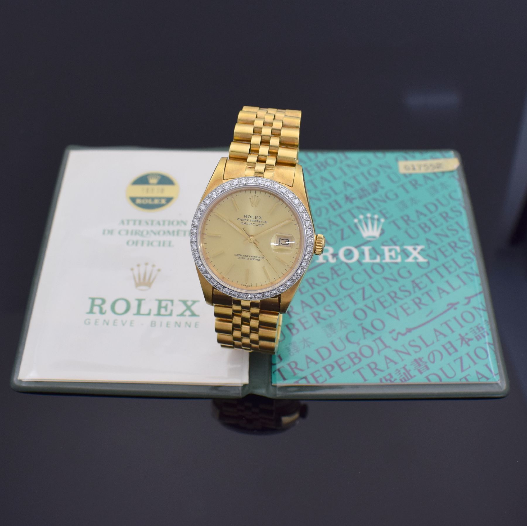 Detail h: ROLEX Herrenarmbanduhr Oyster Perpetual Datejust in GG 750/000 Referenz 16018, Schweiz um 1980, Automatik, verschr. Gehäuse, gestiftetes / nicht ...