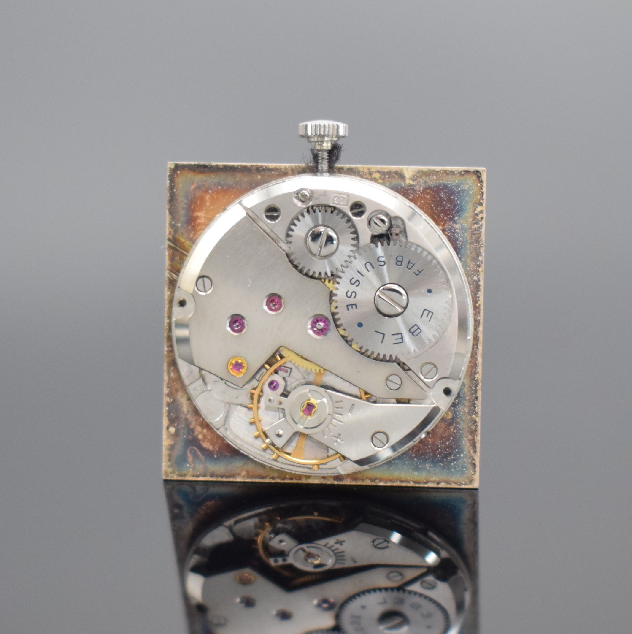 Detail d: EBEL President Armbanduhr in Stahl, Schweiz um 1965, Handaufzug, Boden aufgedr., silb. Zifferbl. m. aufgel. Ind., silb. Zeiger, Kal. 97, M. ca. 29 x ...