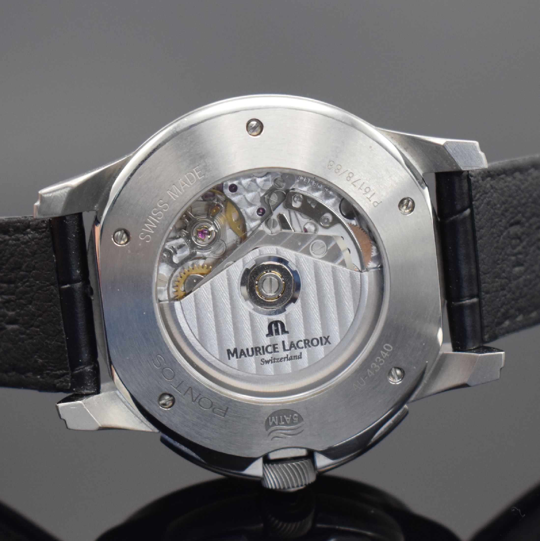 Detail e: MAURICE LACROIX Pontos Herrenarmbanduhr mit Chronograph in Stahl, Schweiz verk. lt. beil. Garantie 01/2022, Automatik, Ref. PT6178/88, beids. vergl. ...