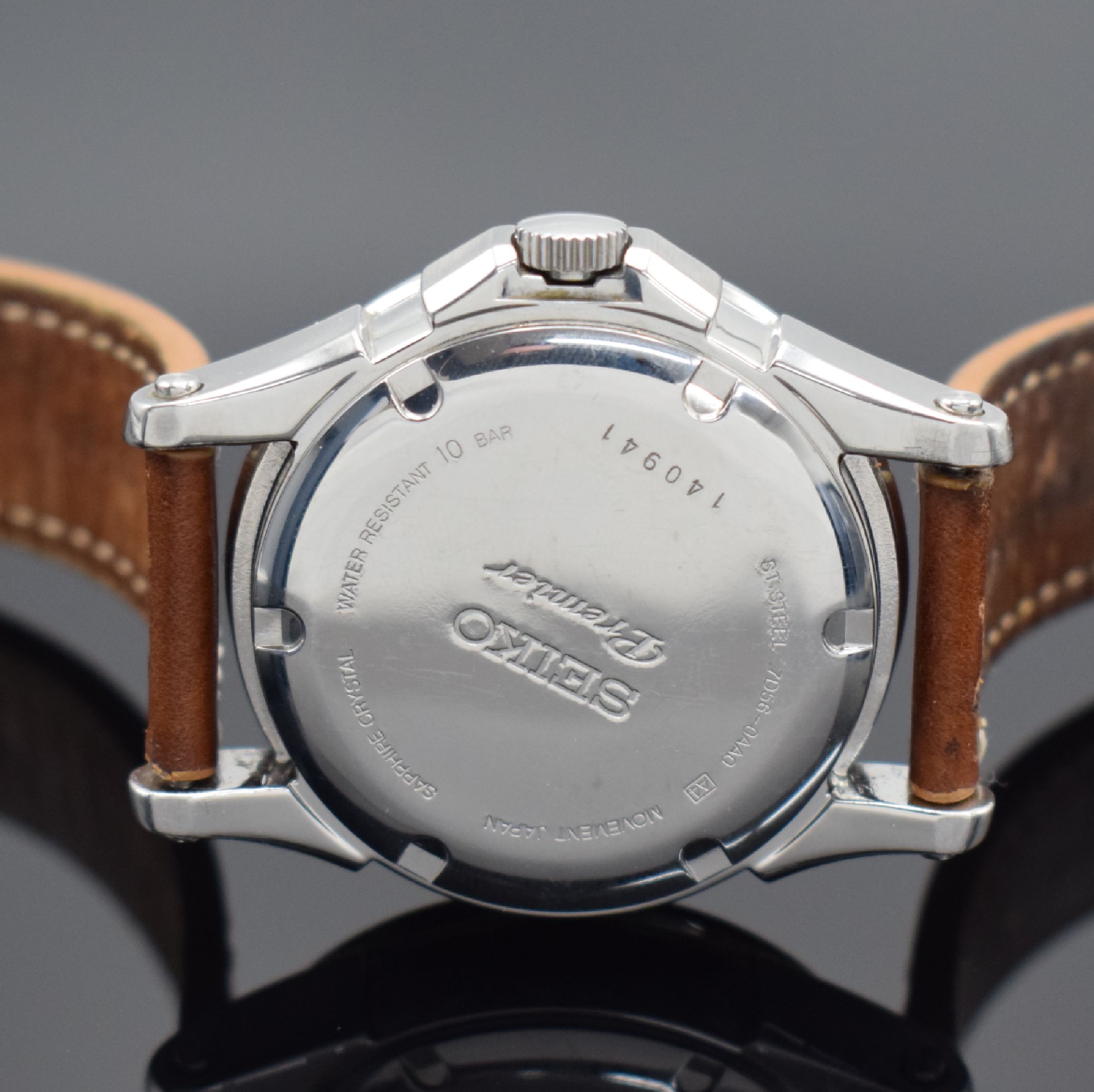 Detail e: SEIKO Premier Kinetic Perpetual Herrenarmbanduhr mit ewigem Kalender, Japan gek. lt. beil. Pap. 12/2012, quarz m. Generator-Prinzip, Ref. 7D56-0AA0, ...
