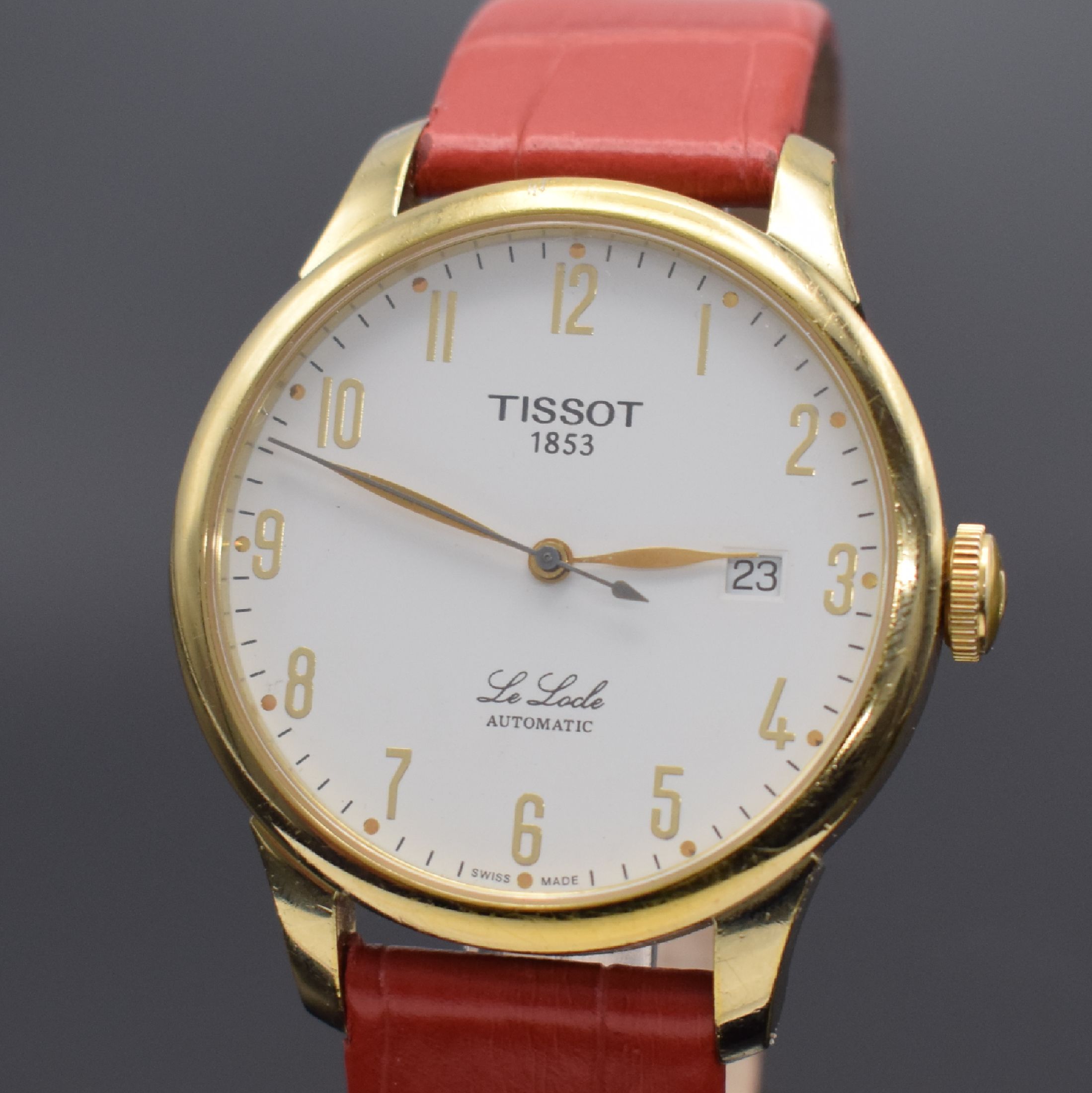 Detail a: TISSOT Le Locle vergoldete Herrenarmbanduhr,Schweiz um 2005, Automatik, Ref. L164/264, beids. vergl. Geh., Boden aufgedr., Saphirglas, weißes ...