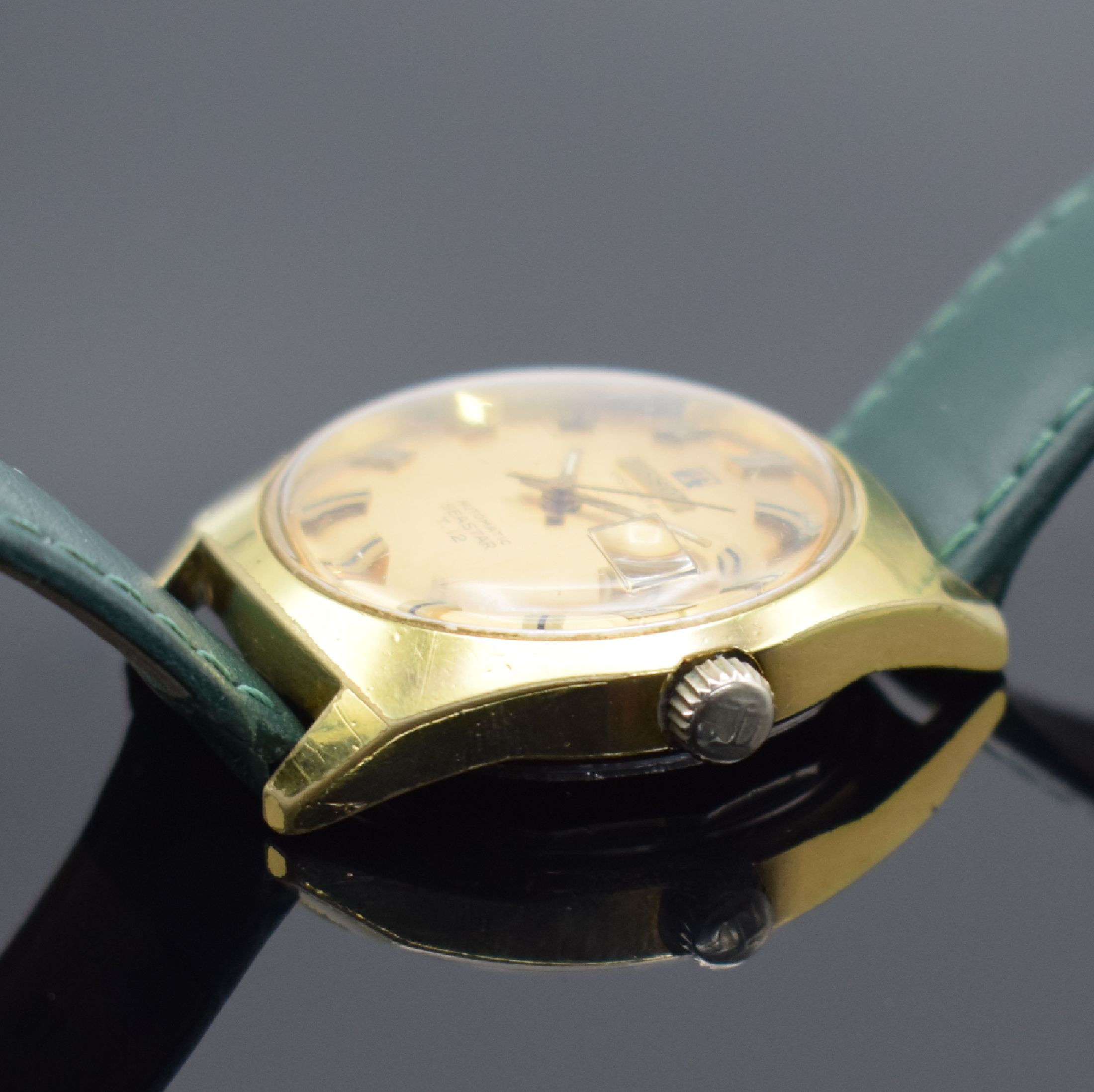 Detail c: TISSOT Visodate Seastar T.12 vergoldete Herrenarmbanduhr, Schweiz um 1965, Automatik, verschr. Boden, goldfarb. Zifferbl. m. aufgel. Ind., gold. ...