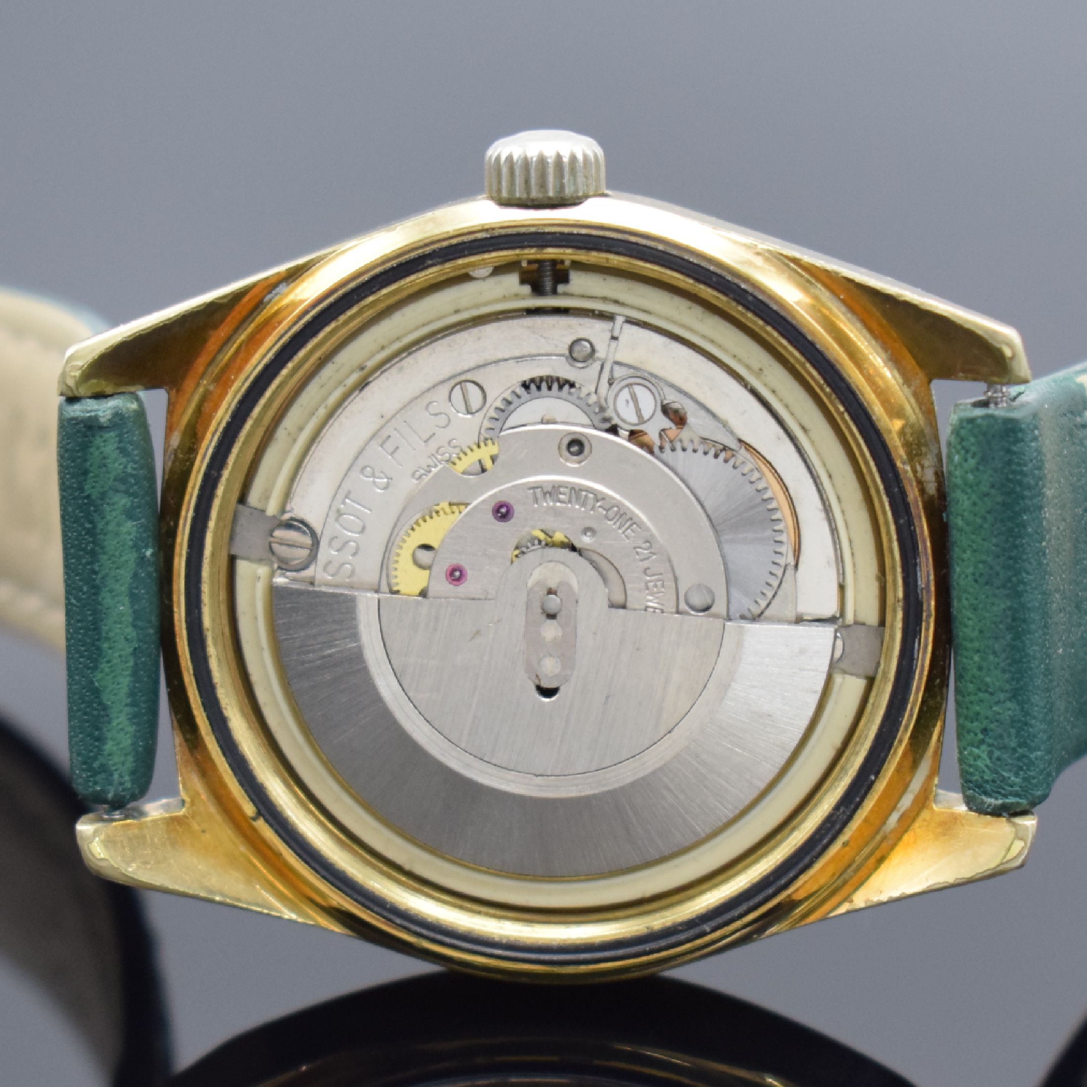 Detail e: TISSOT Visodate Seastar T.12 vergoldete Herrenarmbanduhr, Schweiz um 1965, Automatik, verschr. Boden, goldfarb. Zifferbl. m. aufgel. Ind., gold. ...