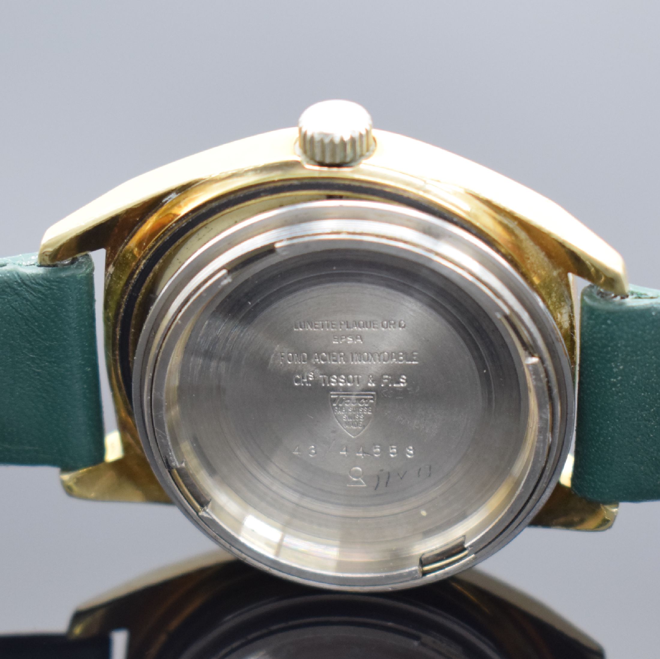 Detail g: TISSOT Visodate Seastar T.12 vergoldete Herrenarmbanduhr, Schweiz um 1965, Automatik, verschr. Boden, goldfarb. Zifferbl. m. aufgel. Ind., gold. ...