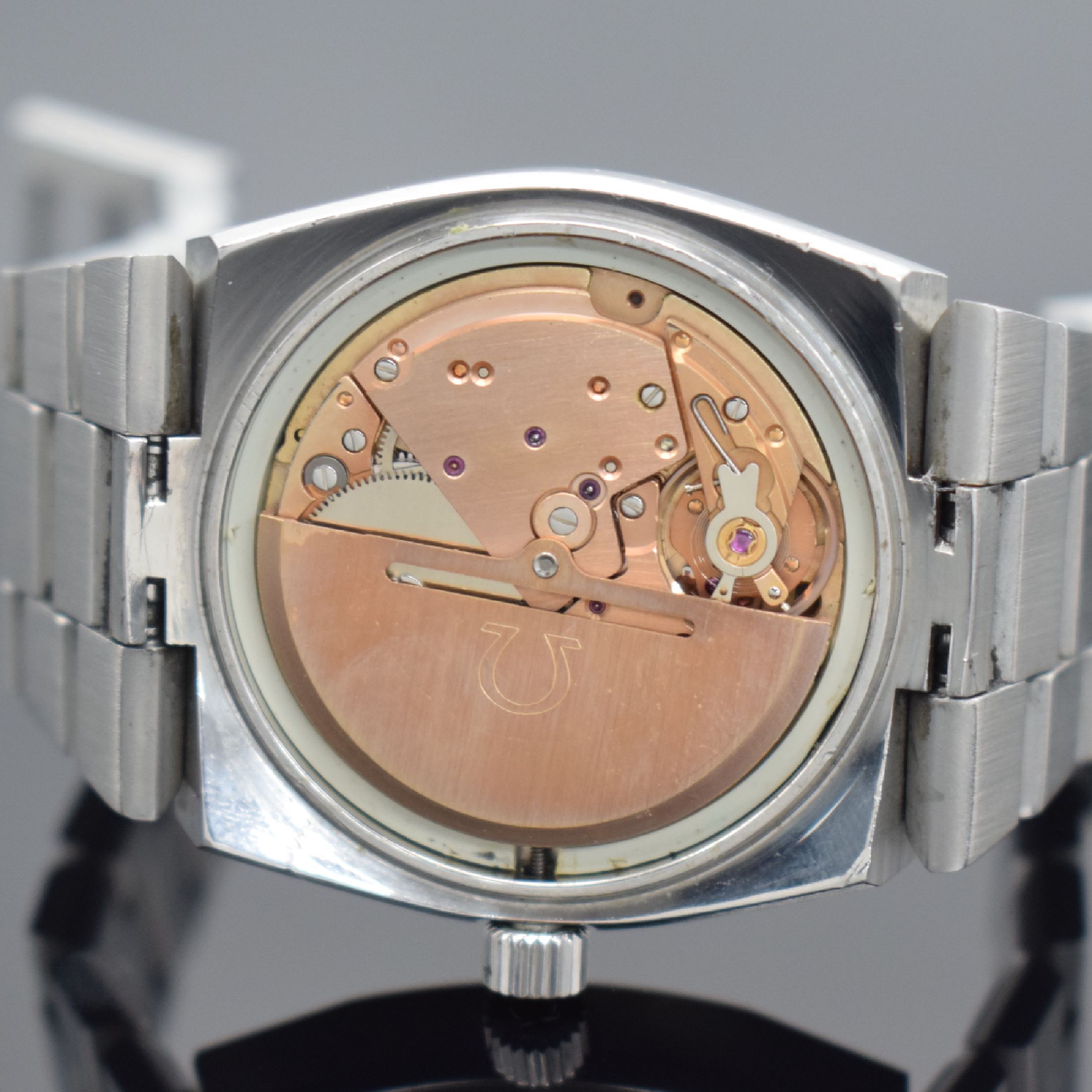 Detail g: OMEGA Seamaster Cosmic Herrenarmbanduhr in Stahl, Schweiz um 1971, Automatik, Ref. 366 0838, verschr. Boden m. Seamaster-Logo, orig. Gliederband, ...