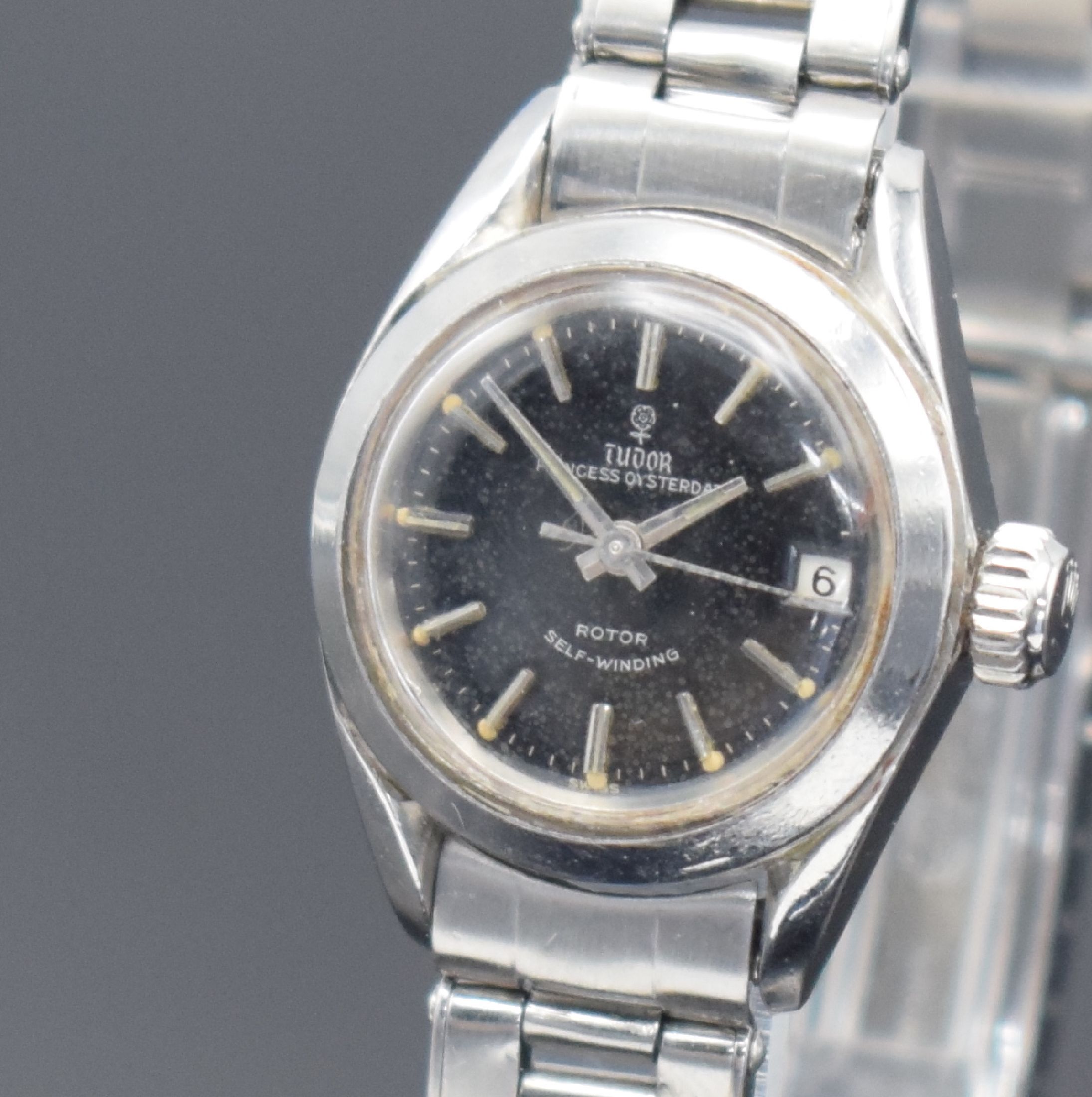 Detail a: TUDOR Princess Oysterdate Damenarmbanduhr am Rolex Nietenband in Stahl, Schweiz um 1964, Automatik, Oystergeh. Ref. 7981, Boden & Krone verschr., ...