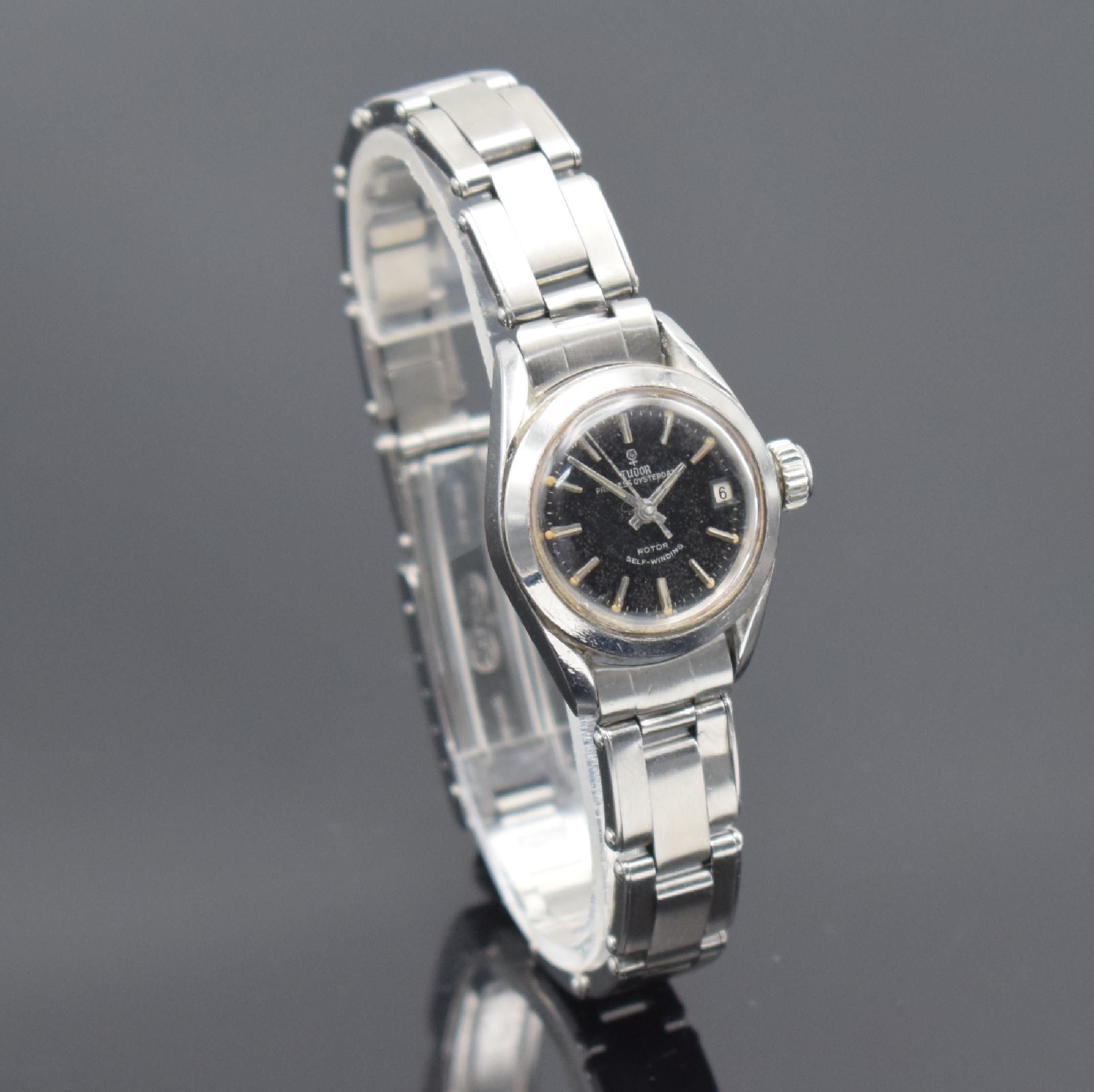Detail b: TUDOR Princess Oysterdate Damenarmbanduhr am Rolex Nietenband in Stahl, Schweiz um 1964, Automatik, Oystergeh. Ref. 7981, Boden & Krone verschr., ...