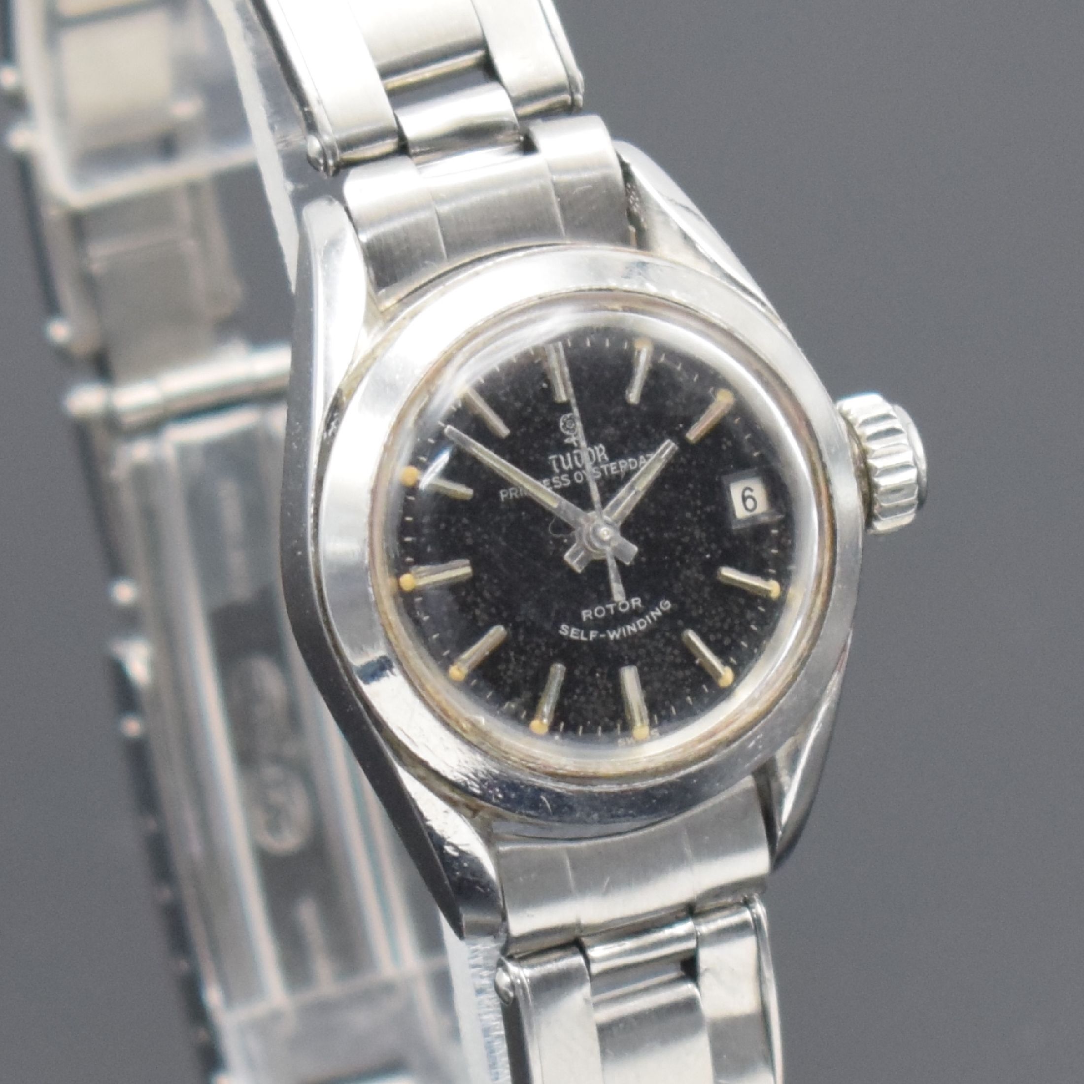 Detail c: TUDOR Princess Oysterdate Damenarmbanduhr am Rolex Nietenband in Stahl, Schweiz um 1964, Automatik, Oystergeh. Ref. 7981, Boden & Krone verschr., ...