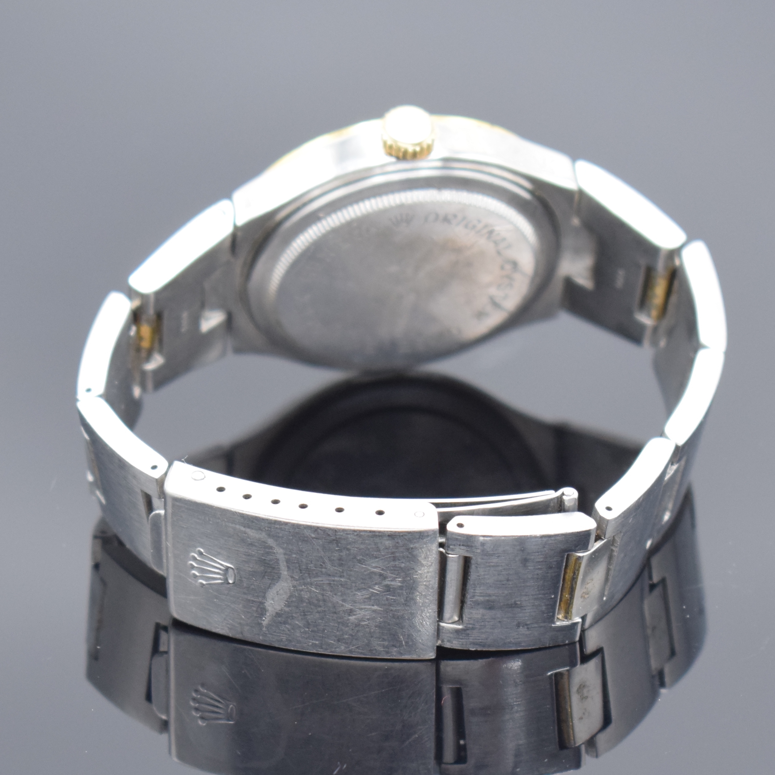 Detail d: TUDOR Prince Oysterdate Herrenarmbanduhr Referenz 9101/01, Schweiz um 1973, Automatik, Edelstahl Oystergeh. z. T. verg., integr. Band Ref. 9585, ...