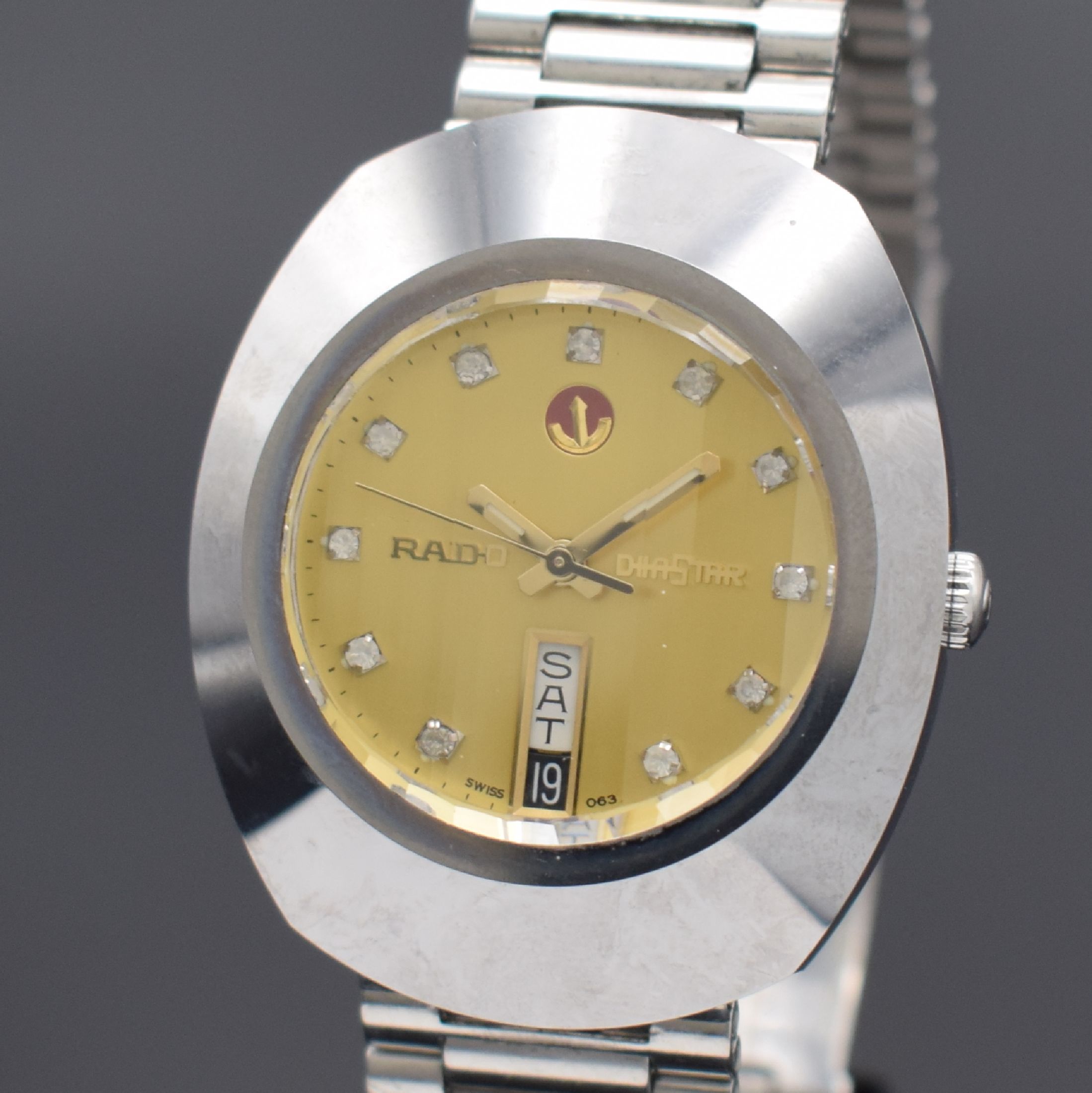 Detail a: RADO Diastar Herrenarmbanduhr in Stahl, Schweiz verk. lt. beil. Garantiekarte 06/1975, Automatik, Ref. 8-625.0008.3, Boden verschr., orig. Stahlband ...