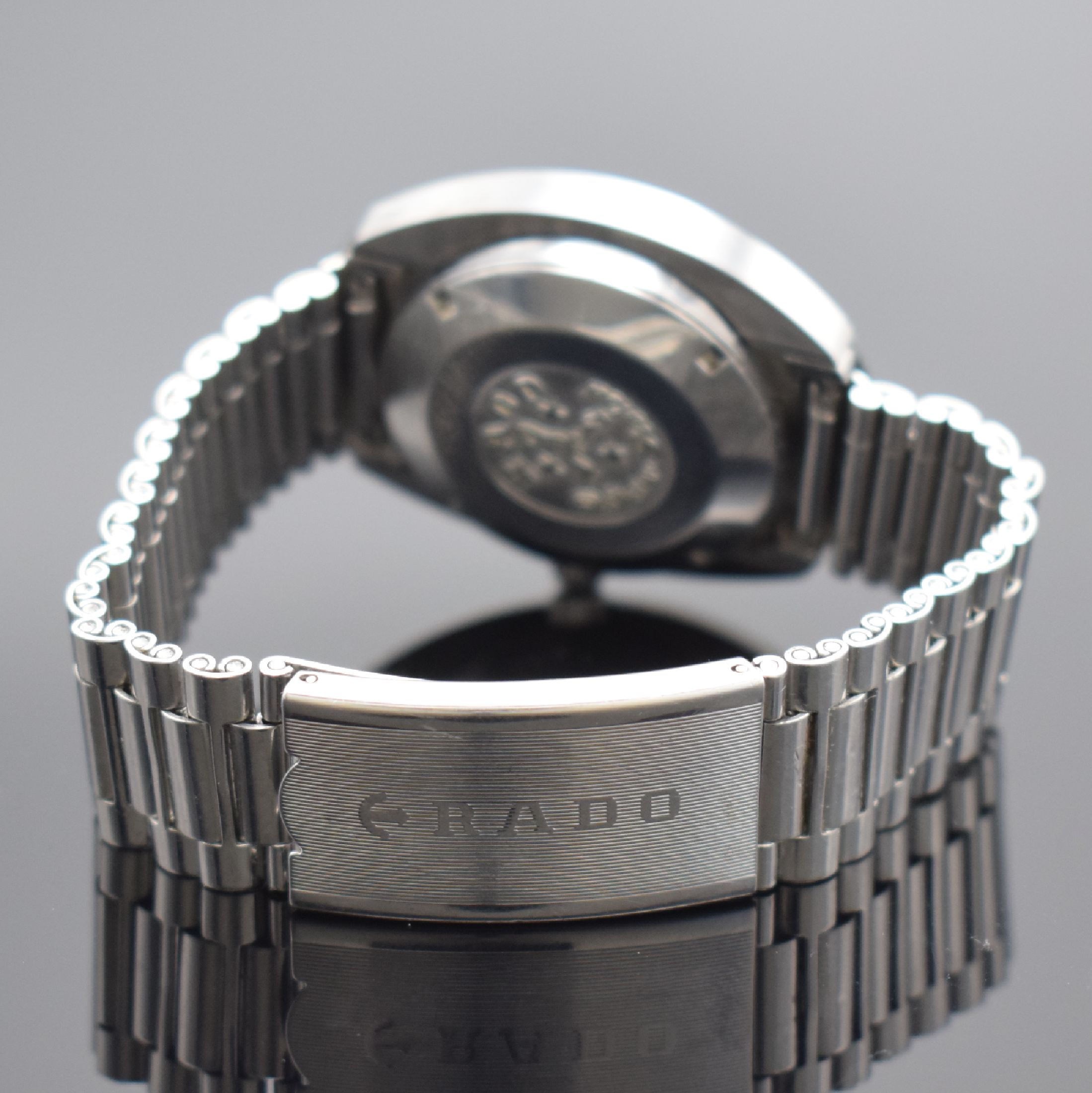 Detail b: RADO Diastar Herrenarmbanduhr in Stahl, Schweiz verk. lt. beil. Garantiekarte 06/1975, Automatik, Ref. 8-625.0008.3, Boden verschr., orig. Stahlband ...