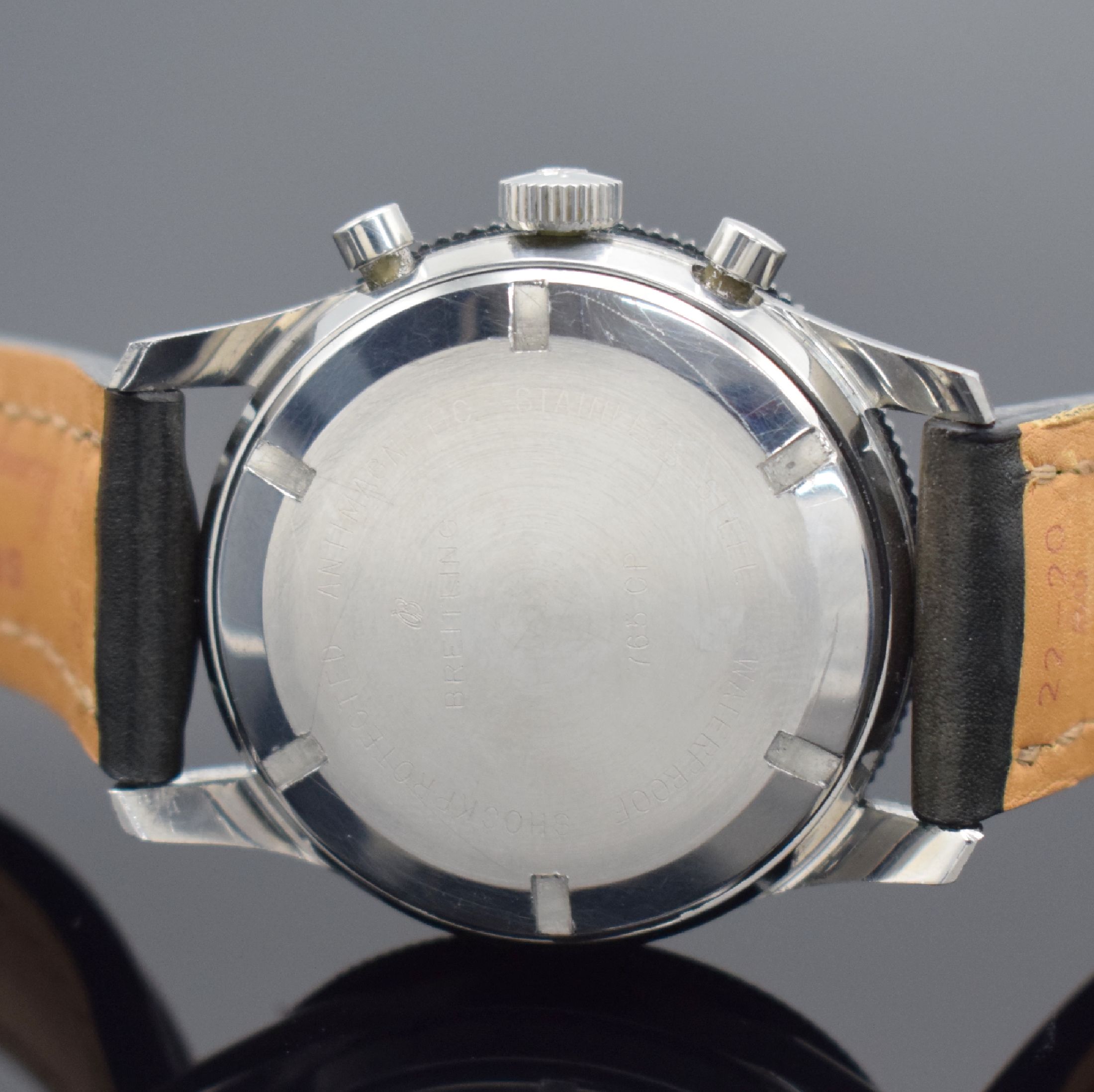 Detail f: BREITLING / LIP seltener Schaltradchronograph Co-Pilot Referenz 765 CP, Schweiz um 1966, Handaufzug, Edelstahlgeh., Boden verschr., modernes ...