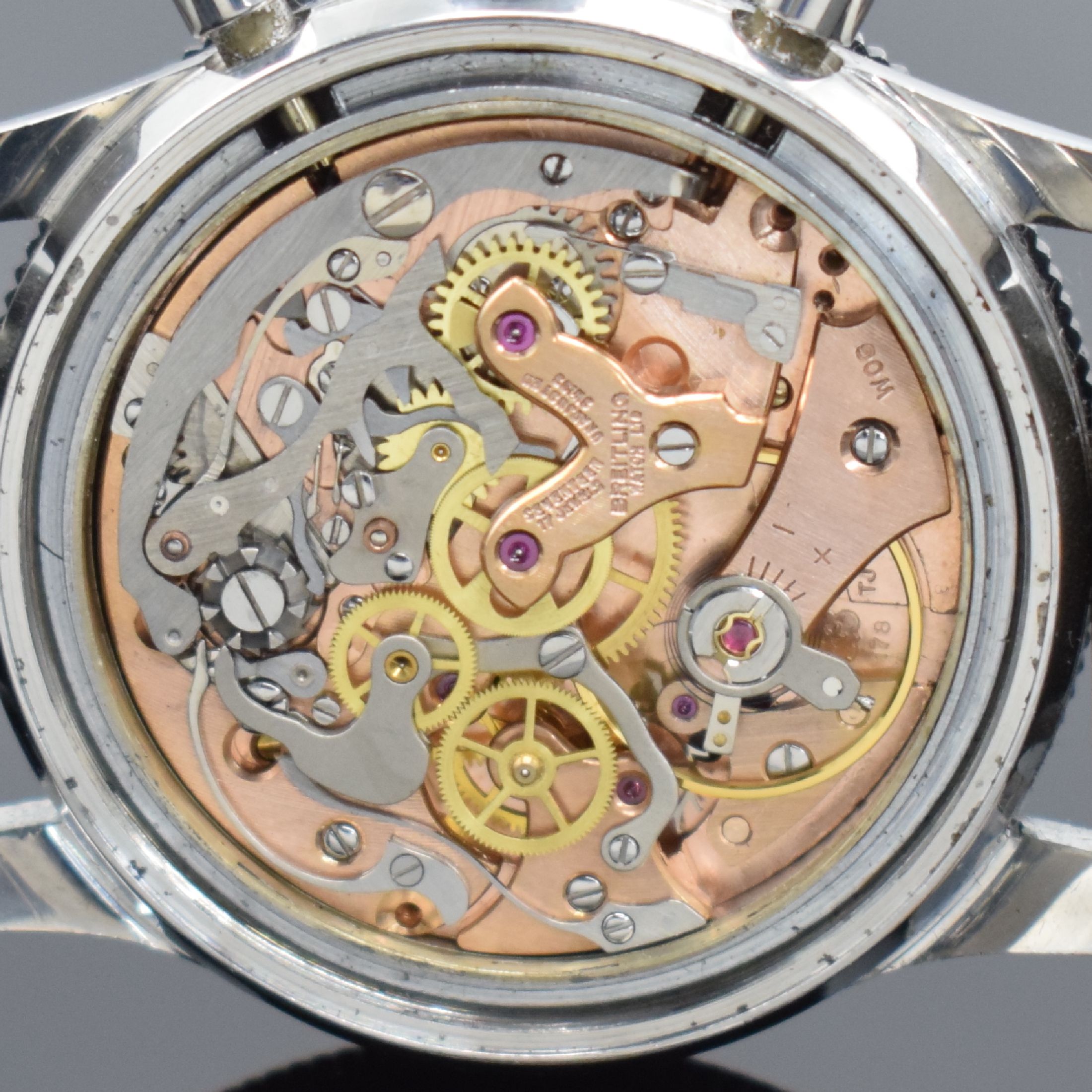 Detail h: BREITLING / LIP seltener Schaltradchronograph Co-Pilot Referenz 765 CP, Schweiz um 1966, Handaufzug, Edelstahlgeh., Boden verschr., modernes ...