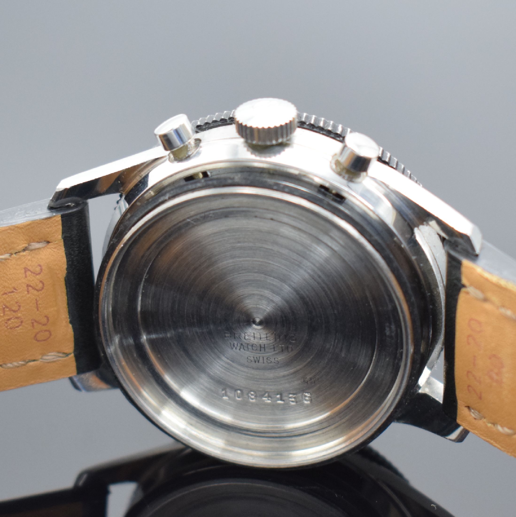 Detail i: BREITLING / LIP seltener Schaltradchronograph Co-Pilot Referenz 765 CP, Schweiz um 1966, Handaufzug, Edelstahlgeh., Boden verschr., modernes ...