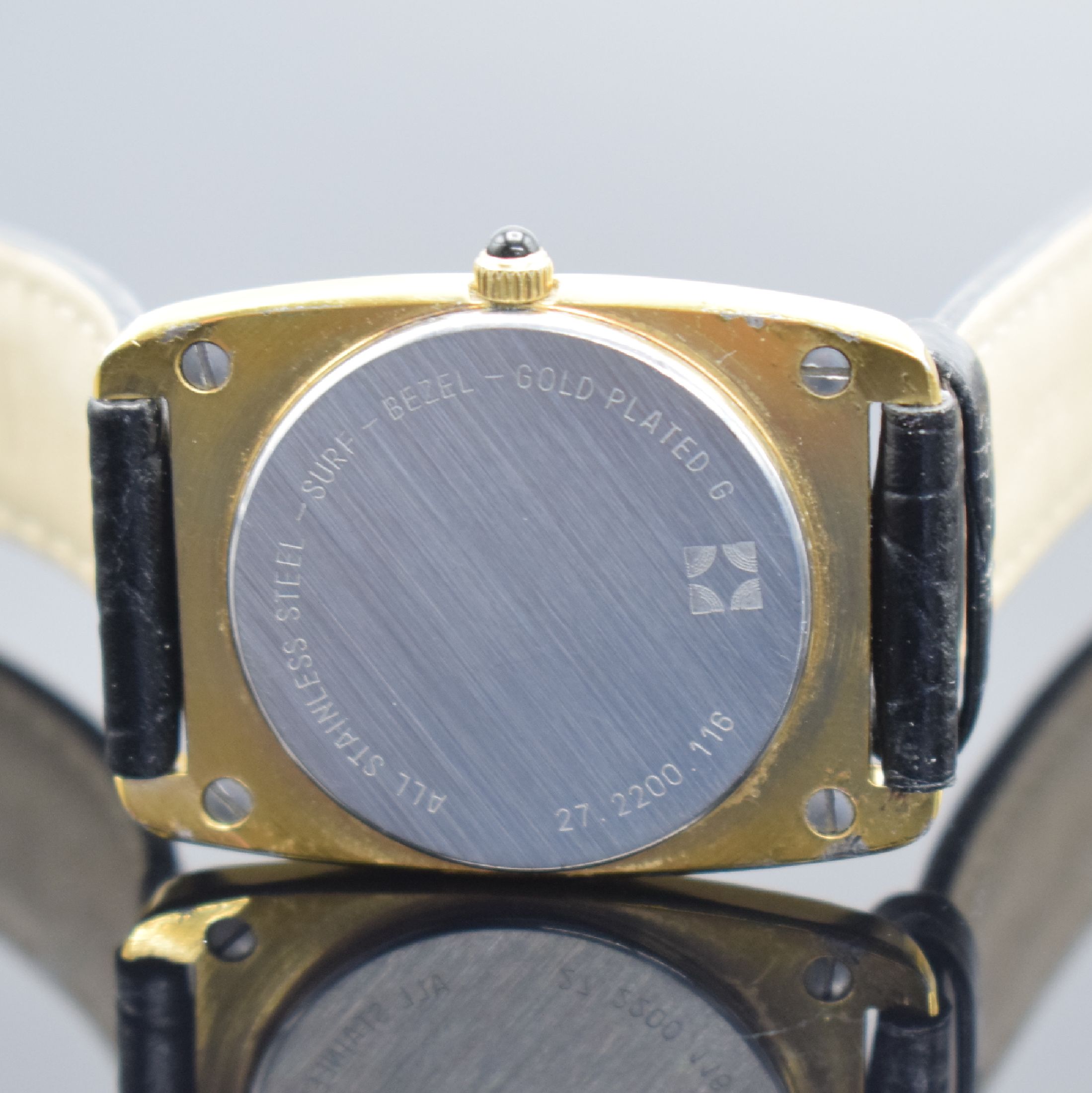 Detail c: ZENITH Port Royal vergoldete Herrenarmbanduhr, Schweiz um 1970, quarz, Ref. 27.2200.116, Stahlboden aufgedr., Schmuckkrone, goldfarb. guill. ...
