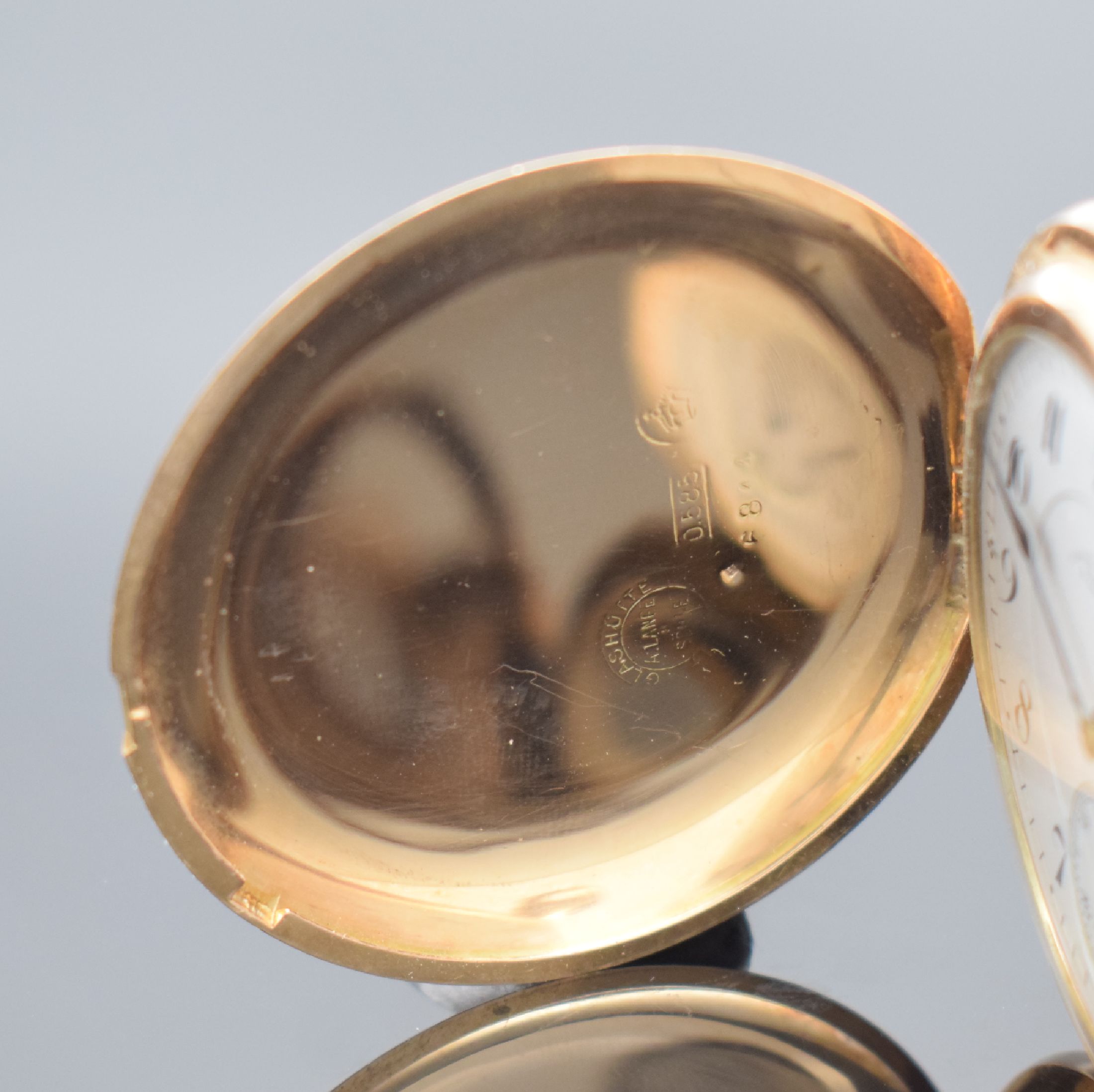 Detail b: A. LANGE & SÖHNE Deutsche Uhrenfabrikation Glashütte SA Savonette in RG 585/000, Deutschland um 1910, glattes 3-Deckel Goldgeh. l. dell., ...
