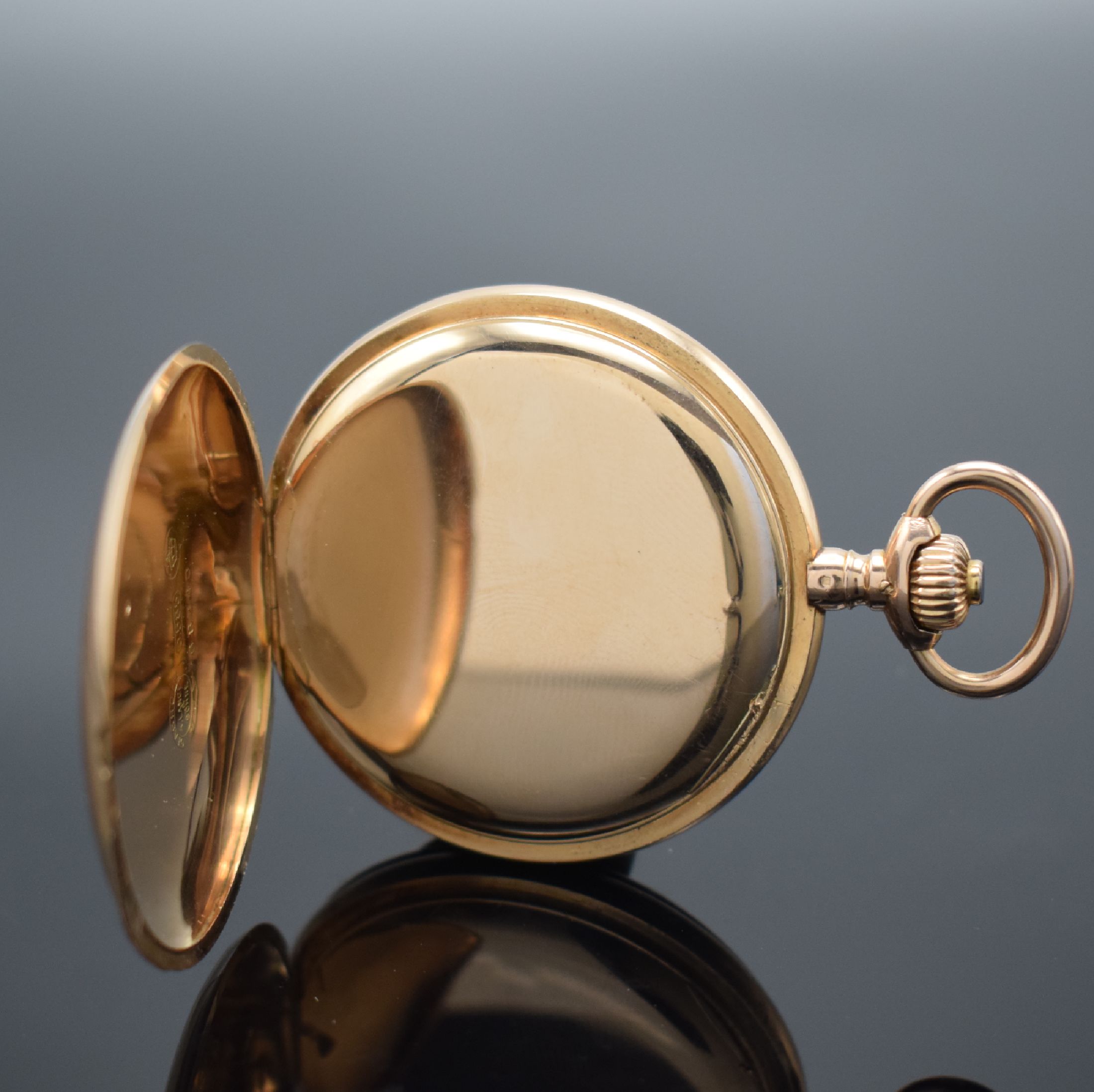 Detail d: A. LANGE & SÖHNE Deutsche Uhrenfabrikation Glashütte SA Savonette in RG 585/000, Deutschland um 1910, glattes 3-Deckel Goldgeh. l. dell., ...