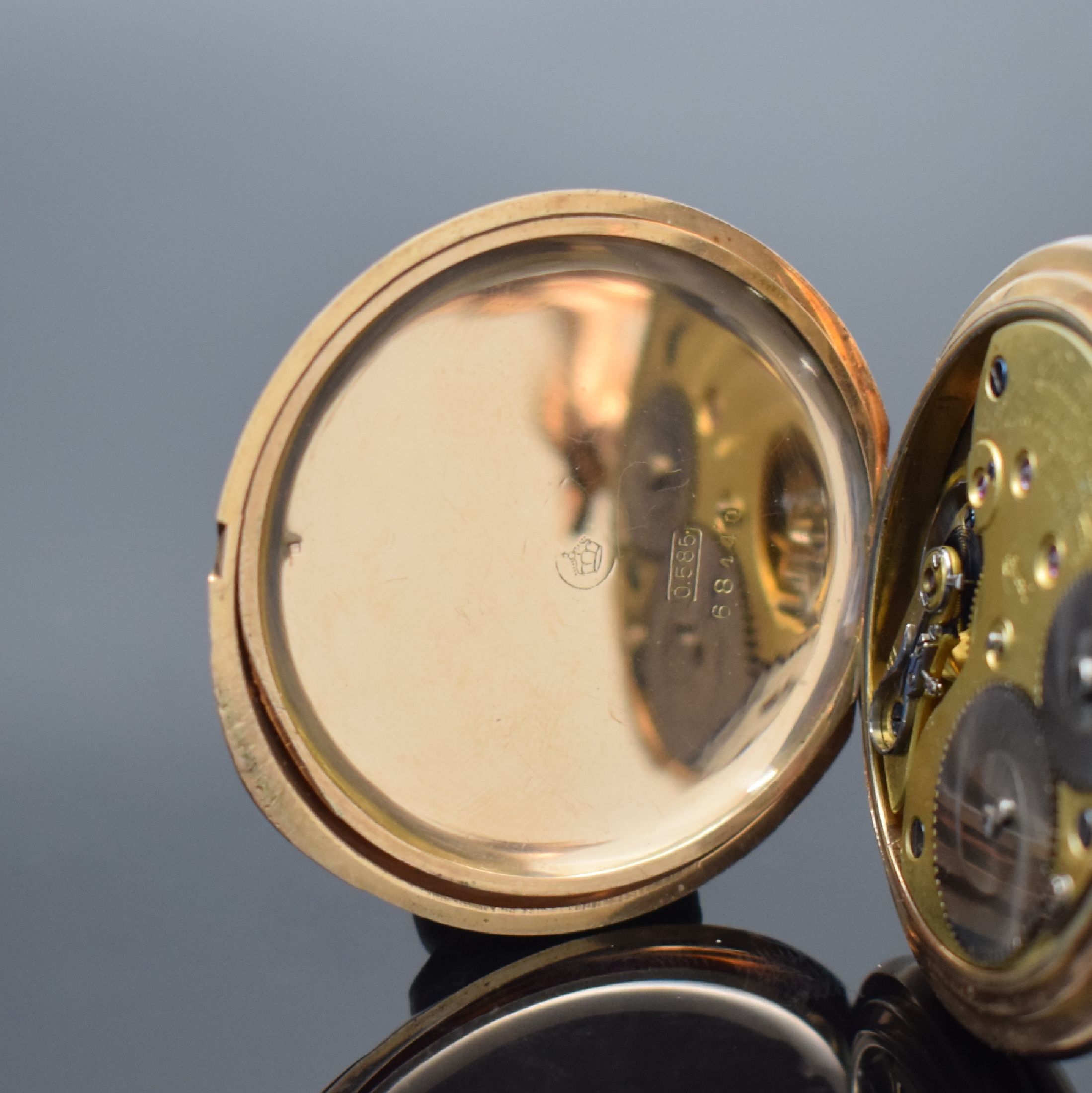 Detail e: A. LANGE & SÖHNE Deutsche Uhrenfabrikation Glashütte SA Savonette in RG 585/000, Deutschland um 1910, glattes 3-Deckel Goldgeh. l. dell., ...