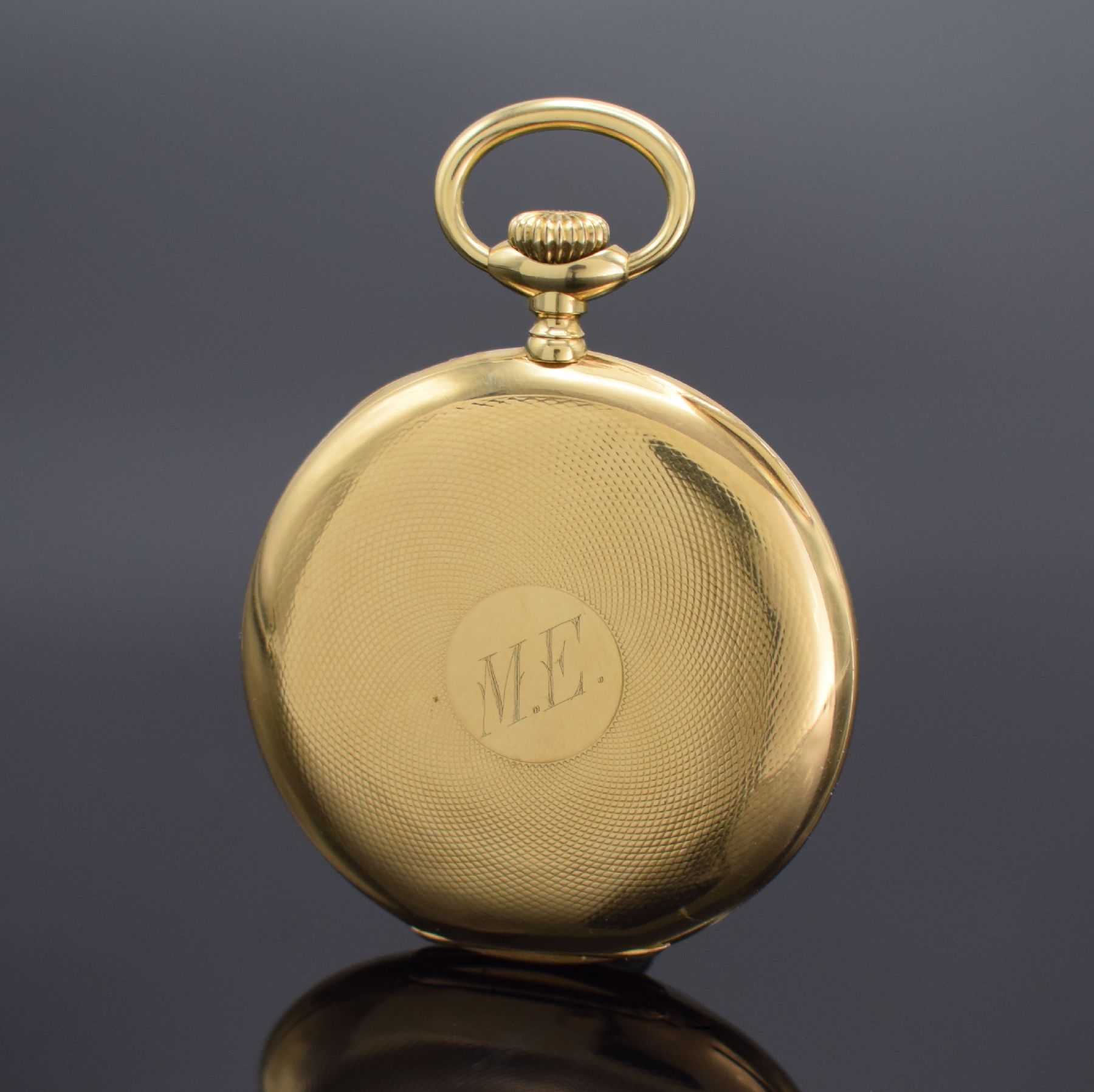 Detail a: ULYSSE NARDIN offene Herrentaschenuhr in GG 750/000, Schweiz um 1920, guill. 2-Deckel Goldgeh. dell., 2-tlg. Emailzifferbl. m. Breguetzahlen Rand l. ...