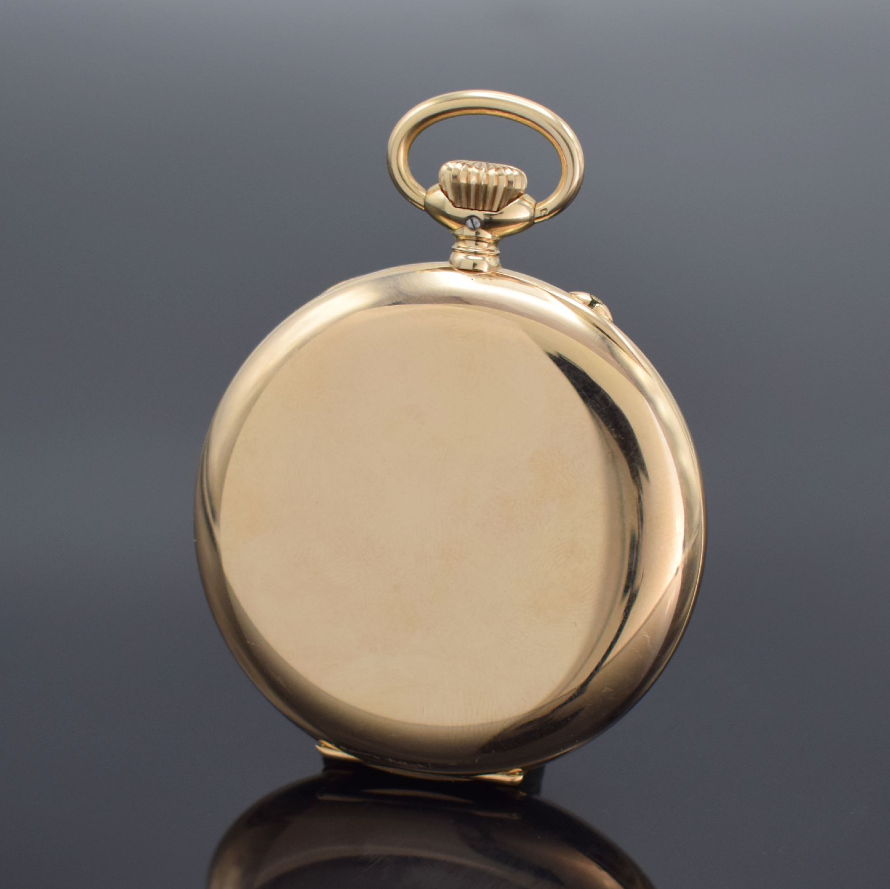 Detail a: ANDREAS HUBER URANIA / IWC offene Taschenuhr in RG 585/000, Schweiz um 1925, glattes 2- Deckel Goldgeh., Cuvette & Zifferbl. bez. "Andreas Huber ...