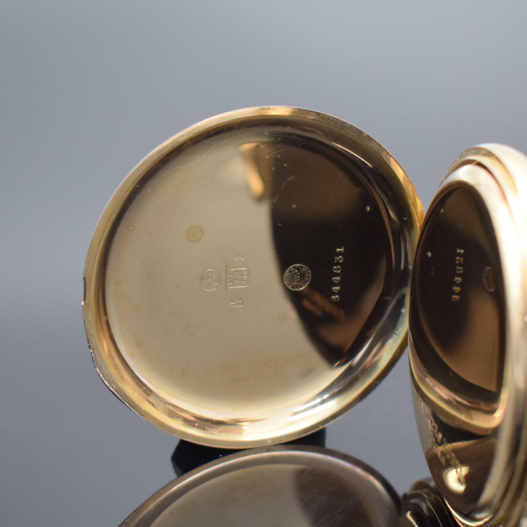 Detail b: ANDREAS HUBER URANIA / IWC offene Taschenuhr in RG 585/000, Schweiz um 1925, glattes 2- Deckel Goldgeh., Cuvette & Zifferbl. bez. "Andreas Huber ...