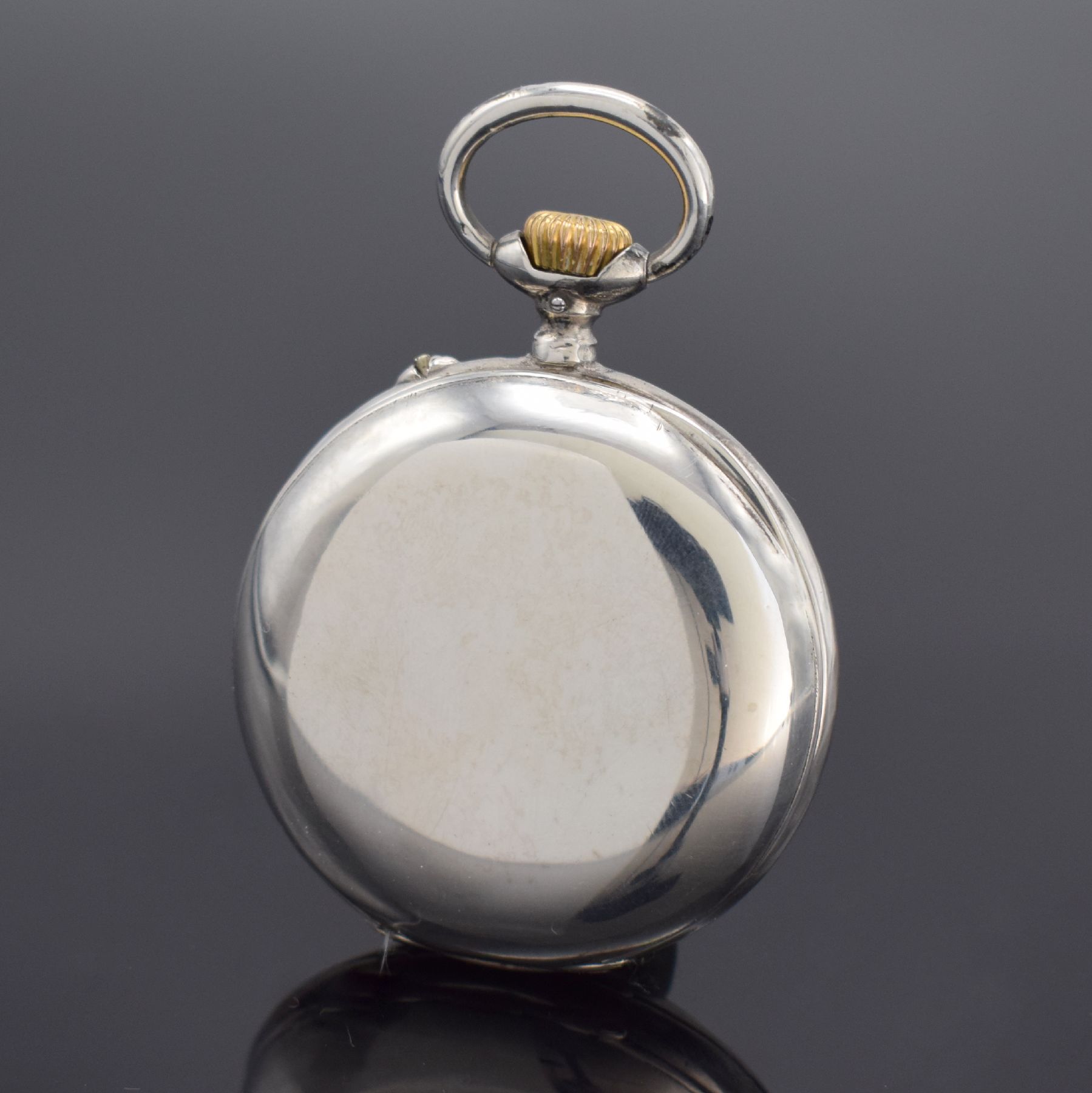 Detail a: IWC sehr seltene frühe Taschenuhr in Silber, Schweiz um 1888, offenes glattes Geh. dell., Emailzifferbl. riss./besch., kl. Sek. b. 6, Zeiger ...