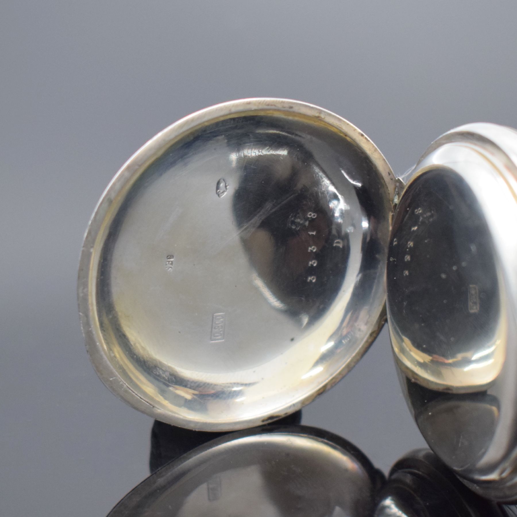 Detail b: IWC sehr seltene frühe Taschenuhr in Silber, Schweiz um 1888, offenes glattes Geh. dell., Emailzifferbl. riss./besch., kl. Sek. b. 6, Zeiger ...
