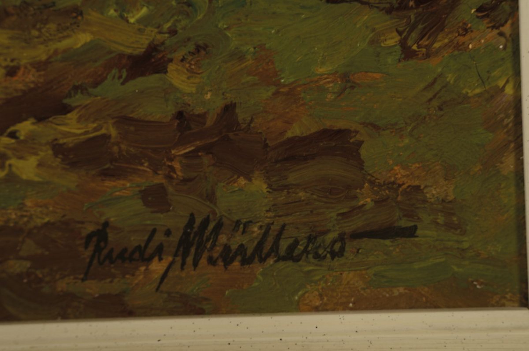 Detail a: Rudi Müllers, 1895 München - 1972 Heidelberg , Studium an den Akademien München und Leipzig, hier: Ansicht einer Dorfstraße, wohl Mückenloch bei ...