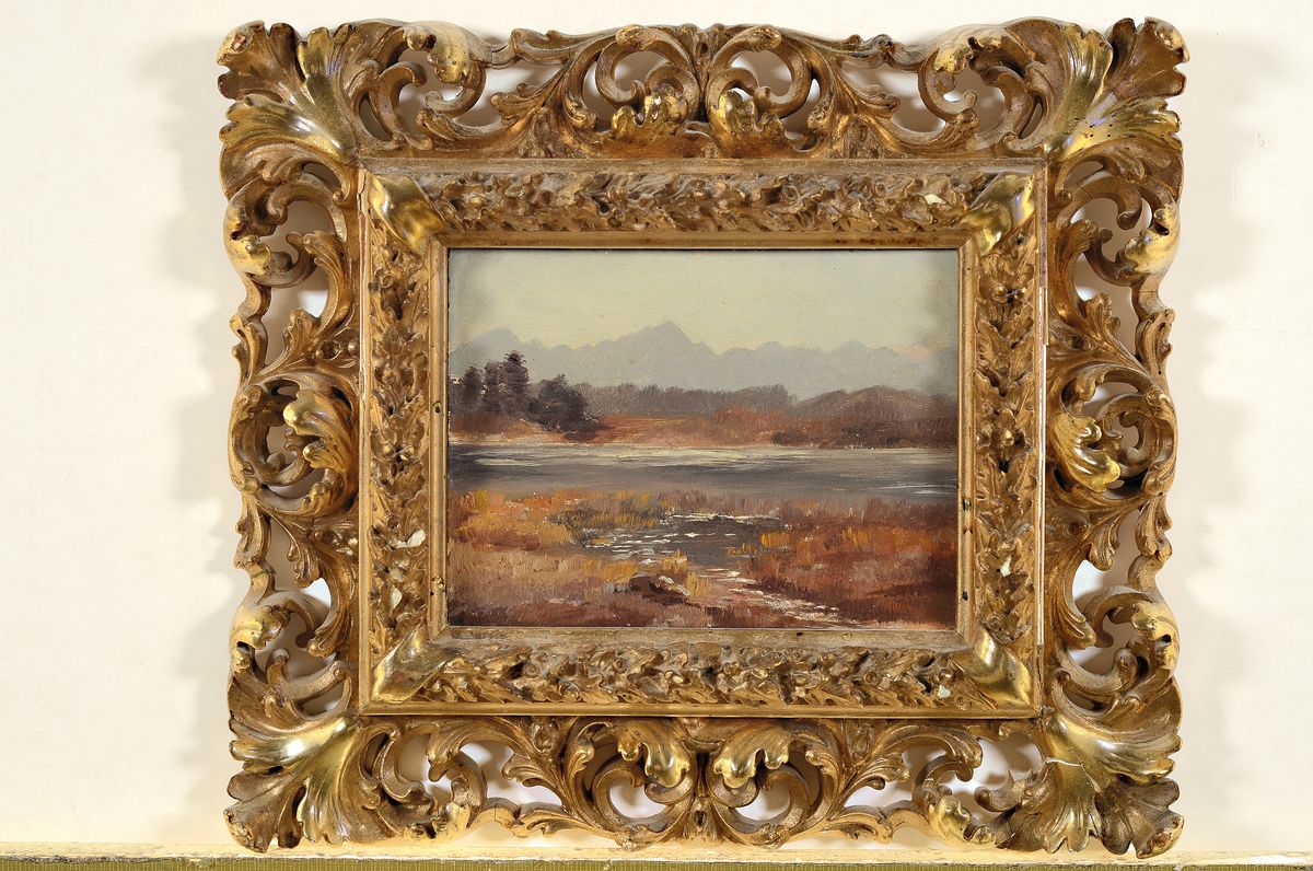 Detail k: Unbekannter Künstler, 19./20.Jh., Umkreis Münchner Schule, Voralpenlandschaft, skizzenhafter Charakter, wohl plein air entstandene ...
