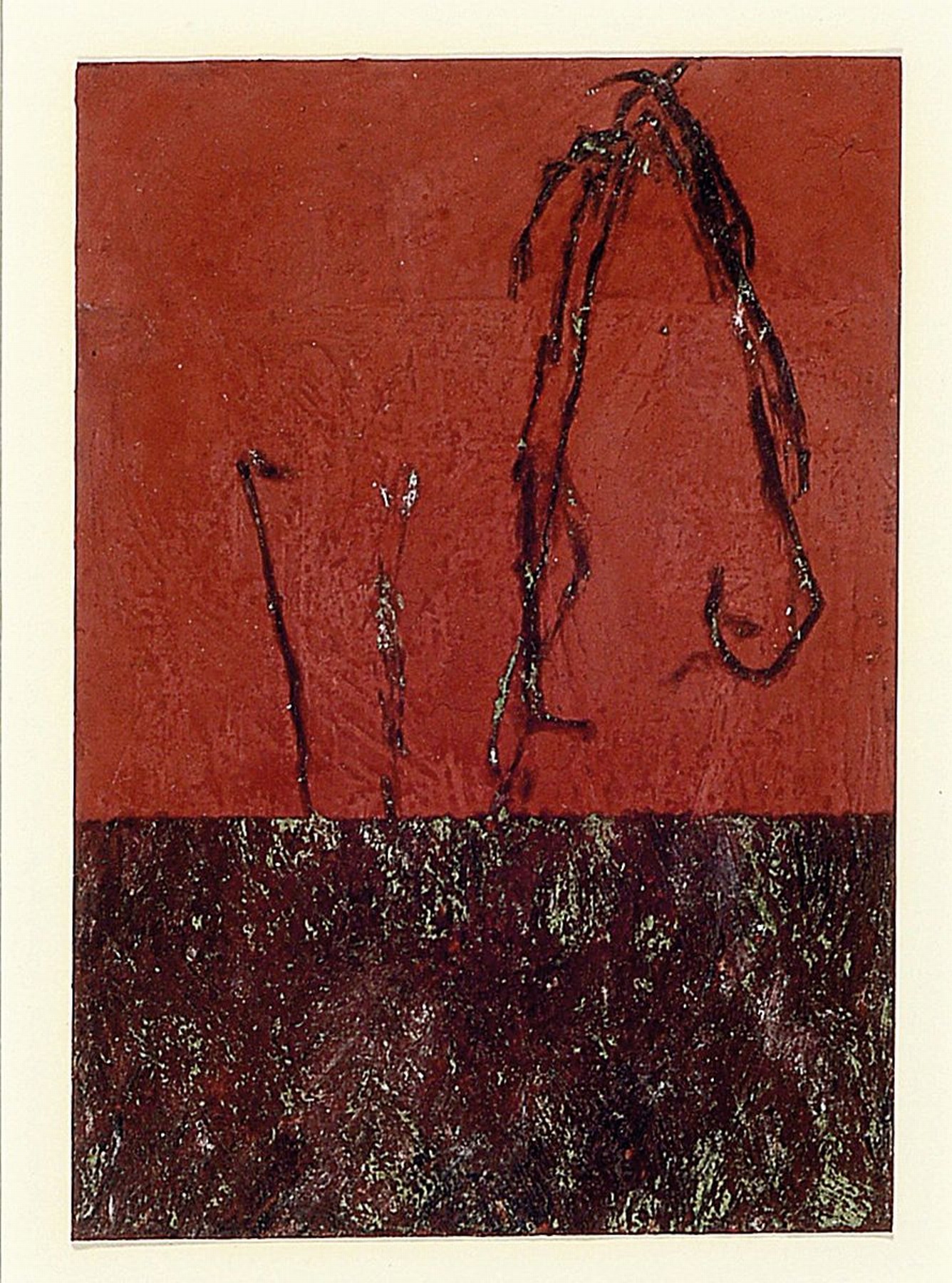 Martin Noel, 1956 Berlin-2010 Bonn, Öl, Pigment und Kohle auf Papier, übermalte Postkarte, ca. 10x15cm, PP, u.Gl., R. ca. 53x43cm