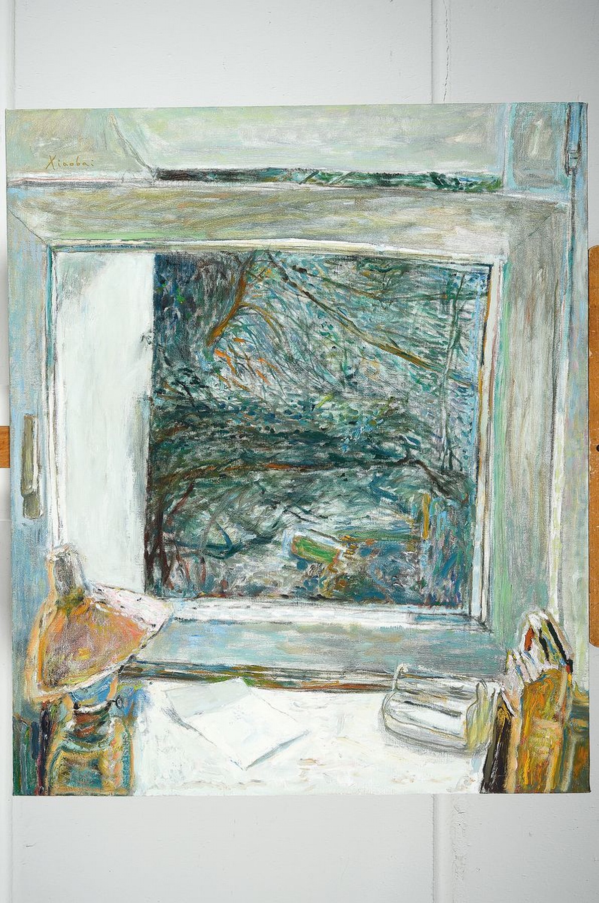 Detail k: Su Xioabai, geb. 1949 Wuhan, Studium an der Akademie Düsseldorf bei Gerhard Richter und Markus Lüpertz, hier: Blick aus dem Fenster, Öl/Lwd, links ...