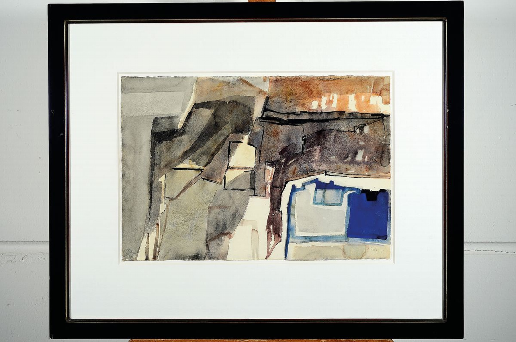 Detail k: Eugen Batz, 1905-1984, Blick auf eine Stadt, Tusche und Aquarell auf Papier, rechts unten signiert und dat. 67, ca. 34x49cm, PP, u.Gl., R. ca. 62x76cm