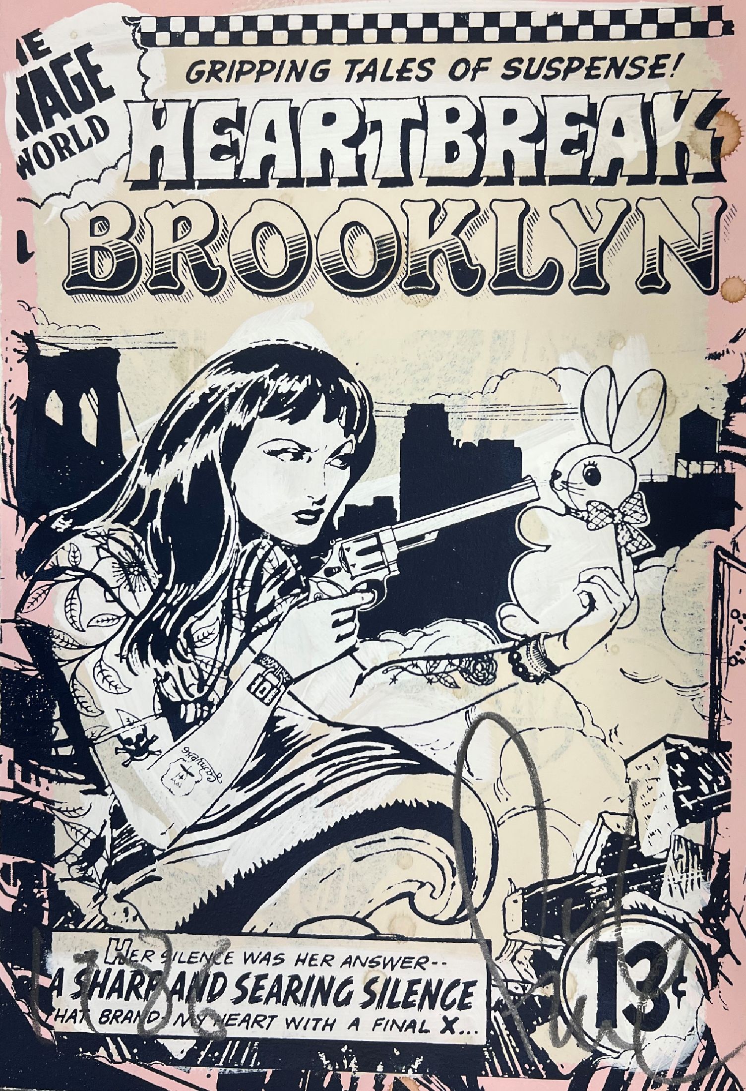 Faile, zeitgenössischer Künstler seit ca. 1999, Heartbreak in Brooklyn, num. 159/250, von 2012, signiert, ca. 48.5x32cm