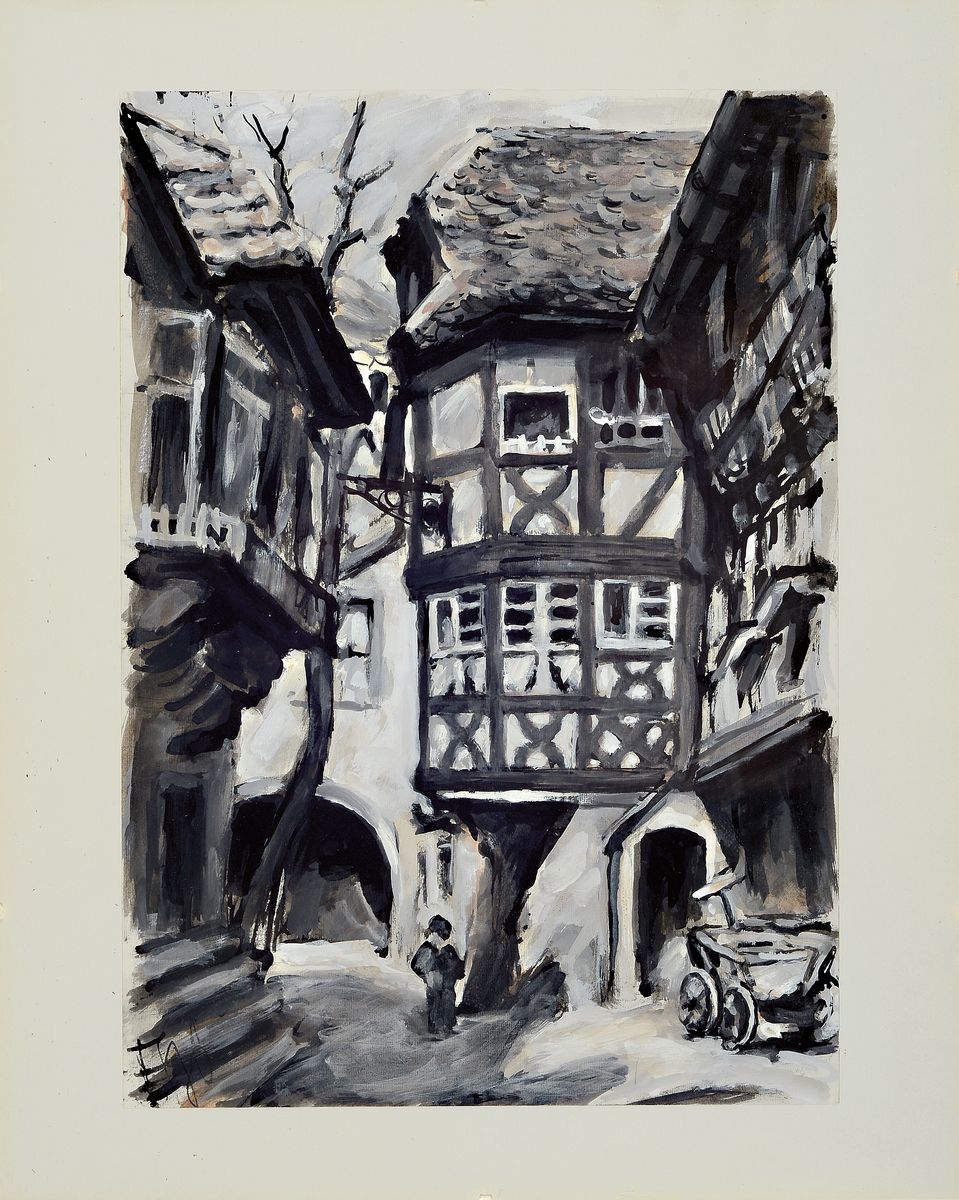 Fritz Börner, 1921 Leipzig - 1985 Kaiserslautern, acht Gouachen, alle monogrammiert, Pfälzer Weindörfer und Ansichten, u.a. Neustadt/Wstr. ca. ...