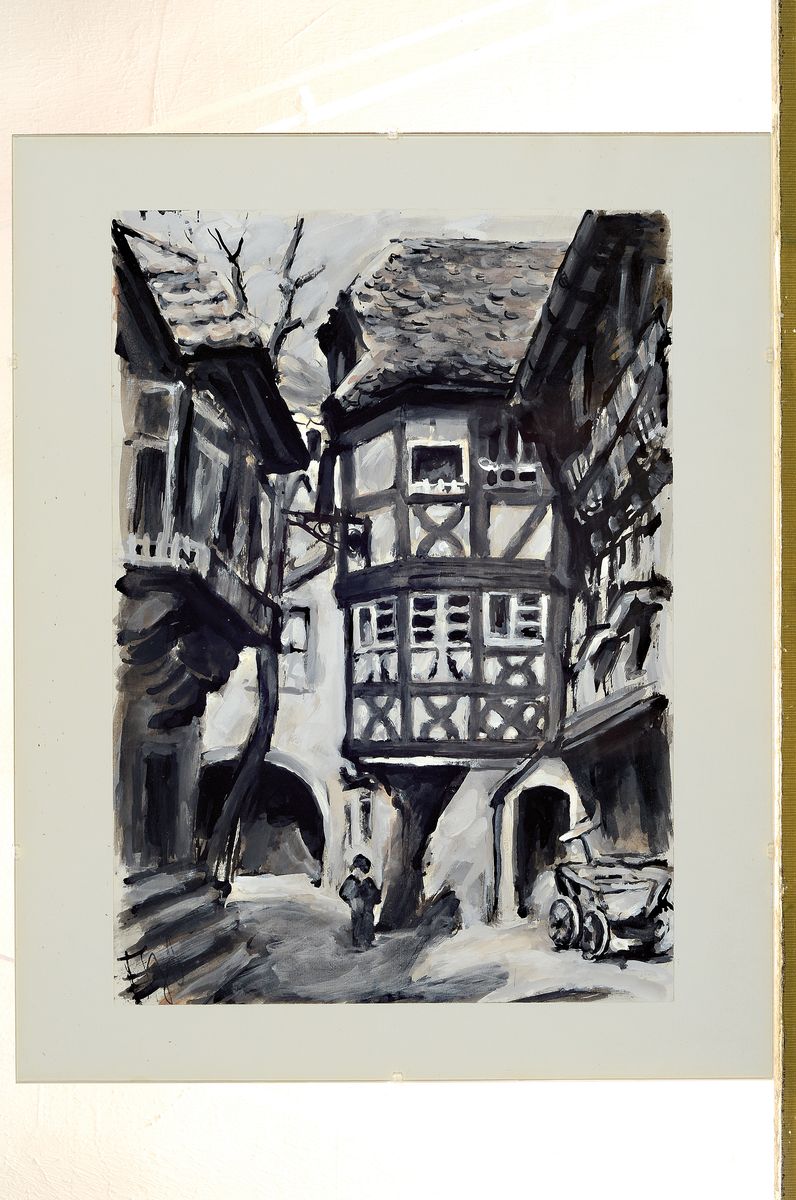 Detail k: Fritz Börner, 1921 Leipzig - 1985 Kaiserslautern, acht Gouachen, alle monogrammiert, Pfälzer Weindörfer und Ansichten, u.a. Neustadt/Wstr. ca. ...