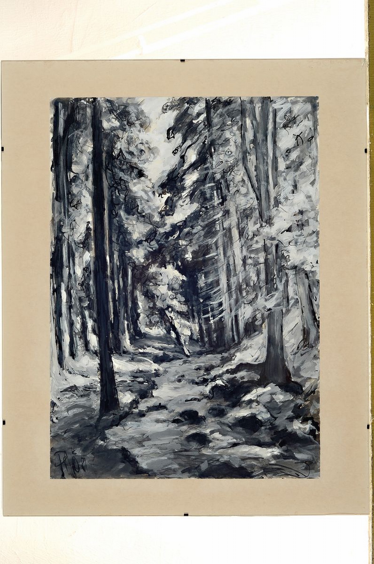 Detail k: Fritz Börner, 1921 Leipzig - 1985 Kaiserslautern, vier Gouachen, alle monogrammiert, pfälzer Weindörfer und Waldlandschaft, ca. 41.5 x 29 cm bzw ...